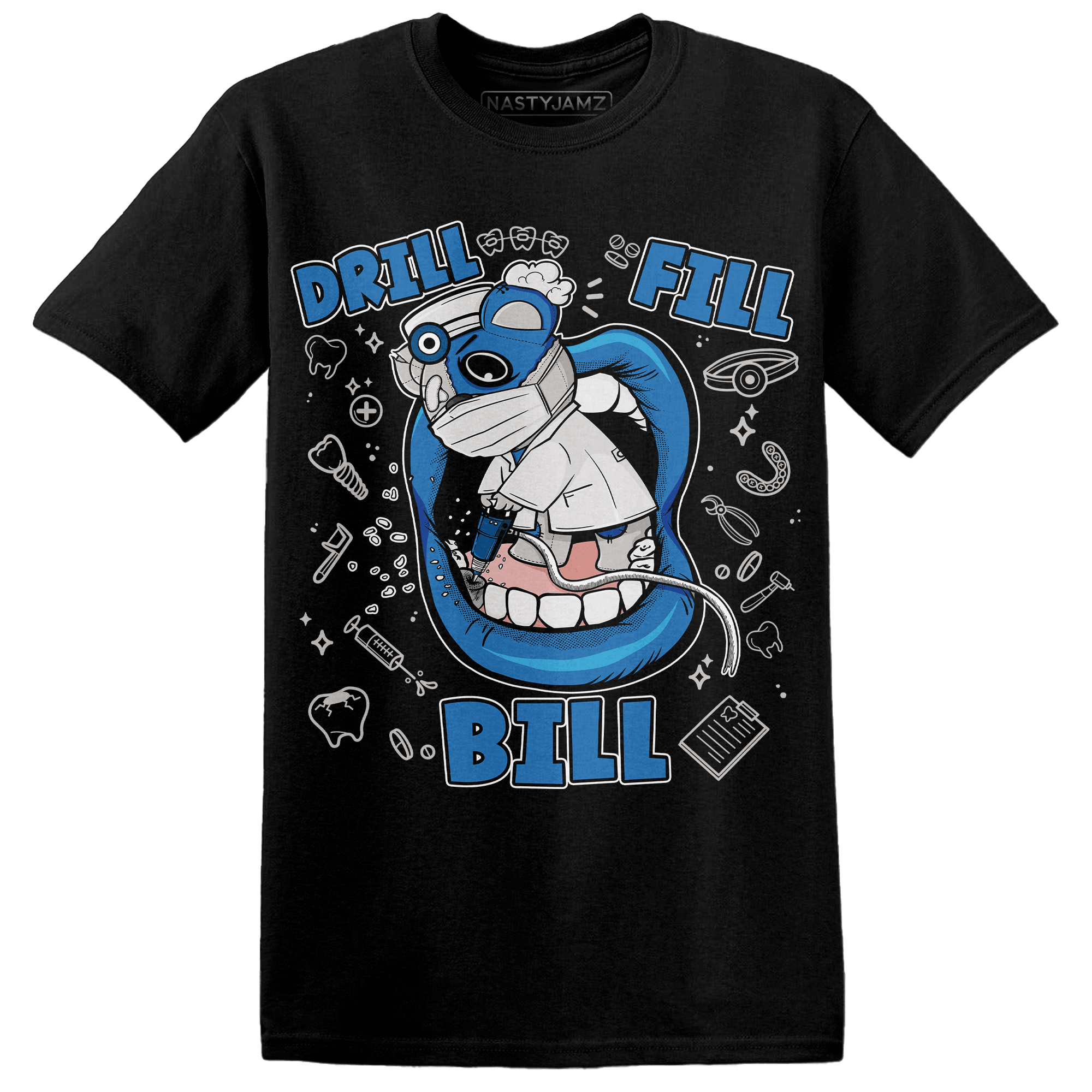 Industrial Blue 4s T Shirt Match BER The Dentist - NastyJamz