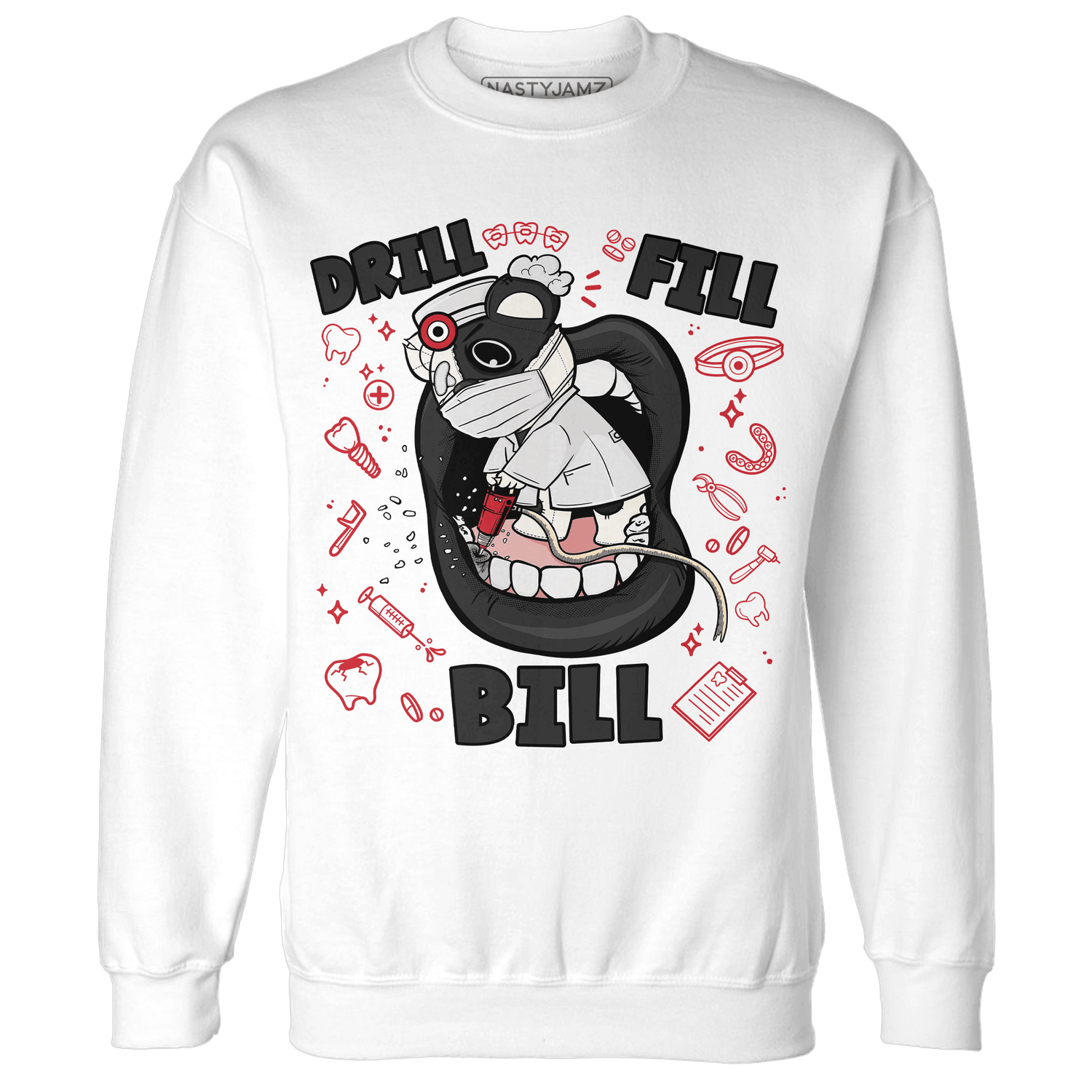 Jumman Jack University Red Sweatshirt Match BER The Dentist - NastyJamz