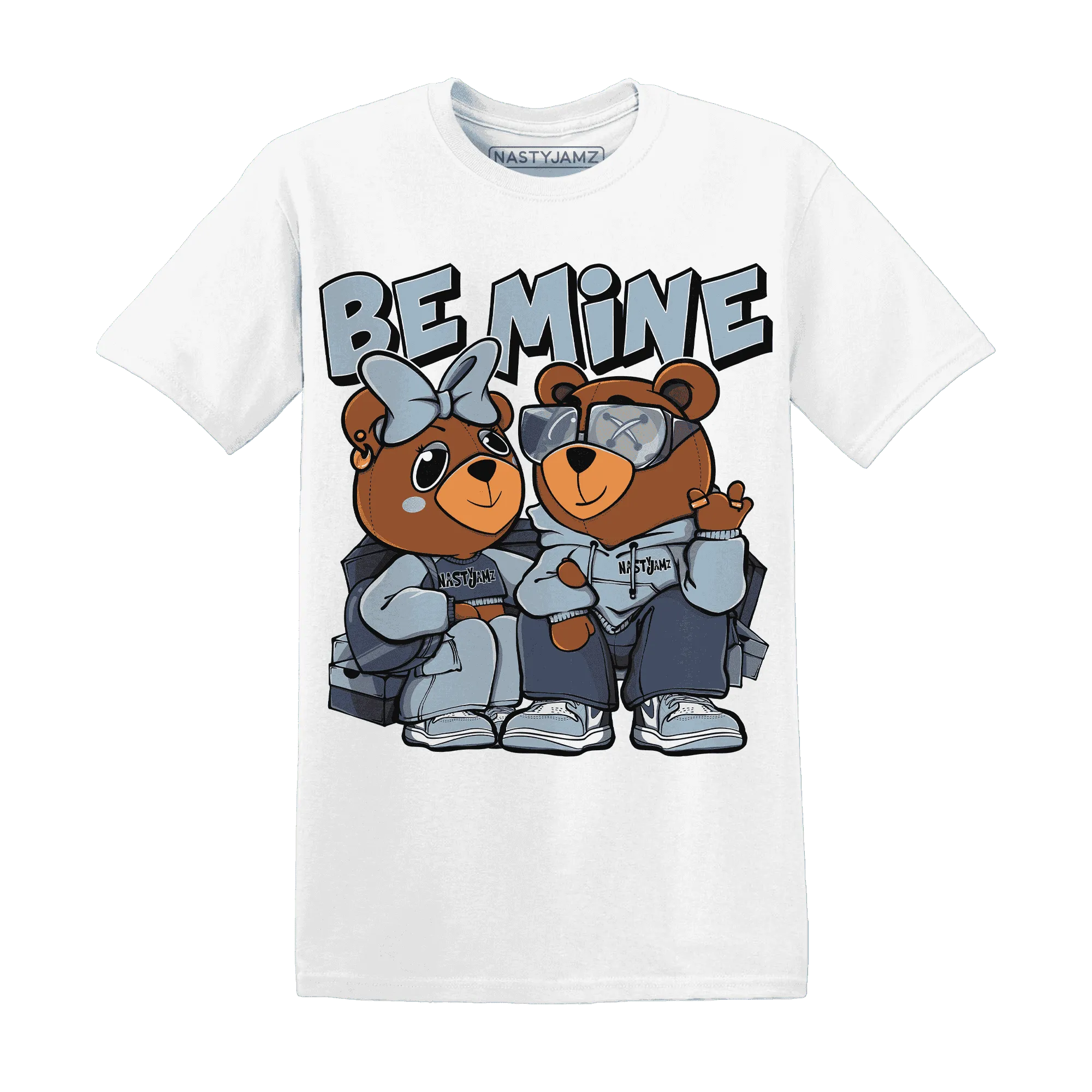 Mid-Diffused-Blue-Grey-1s-T-Shirt-Match-Be-Mine-BER