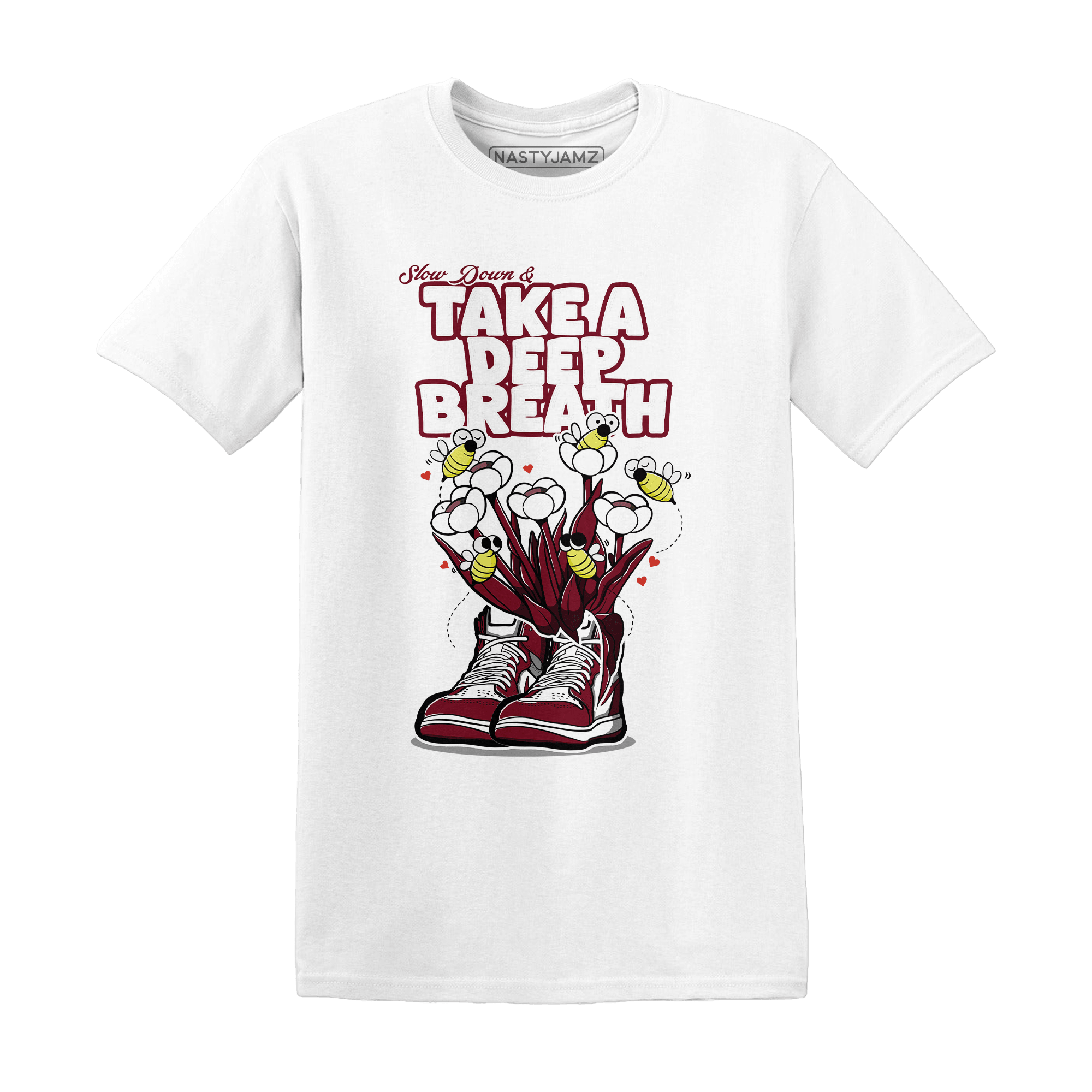 High White Team Red 1s T Shirt Match Bee Sneaker - NastyJamz