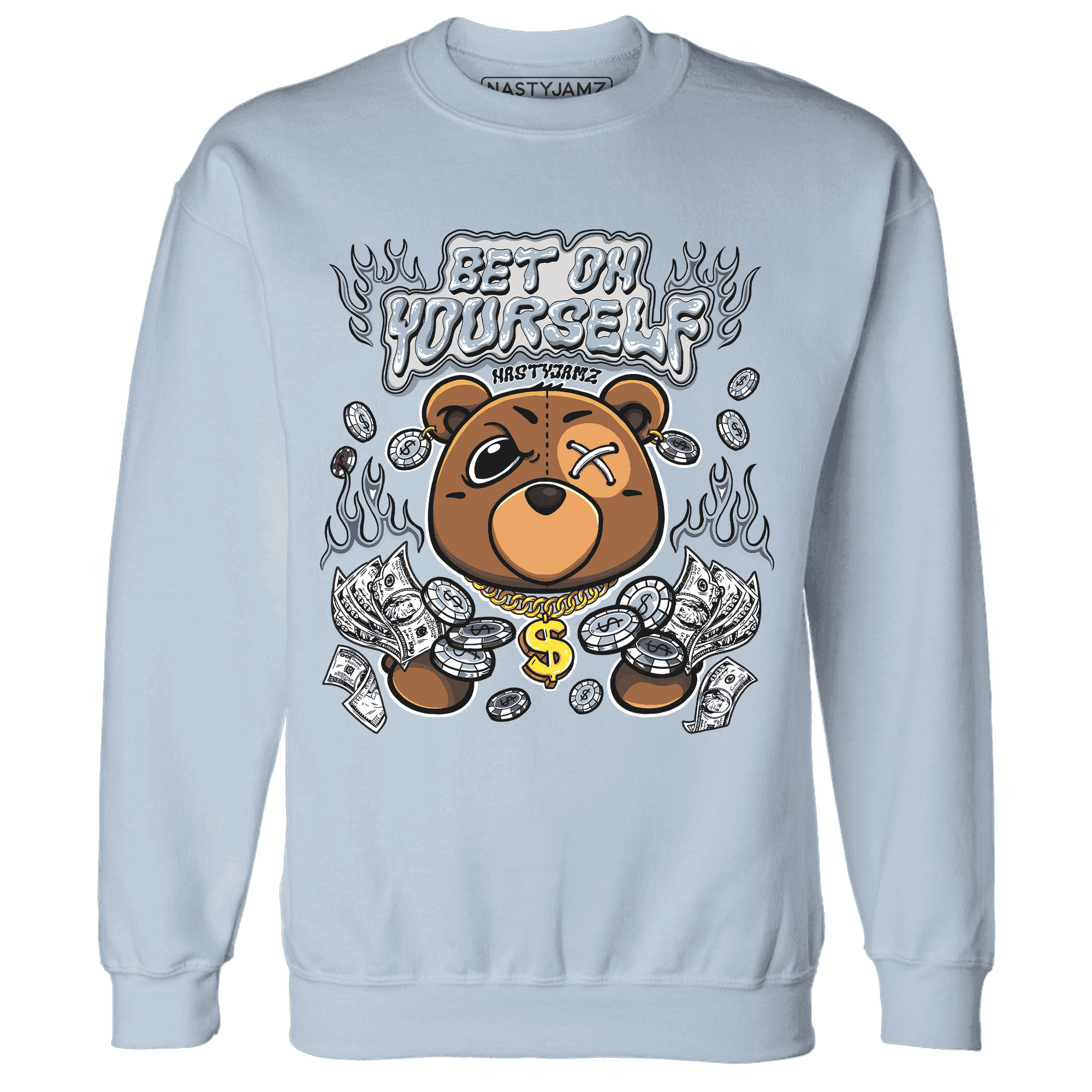 Mid Diffused Blue Grey 1s Sweatshirt Match Bet On Yourself BER - NastyJamz