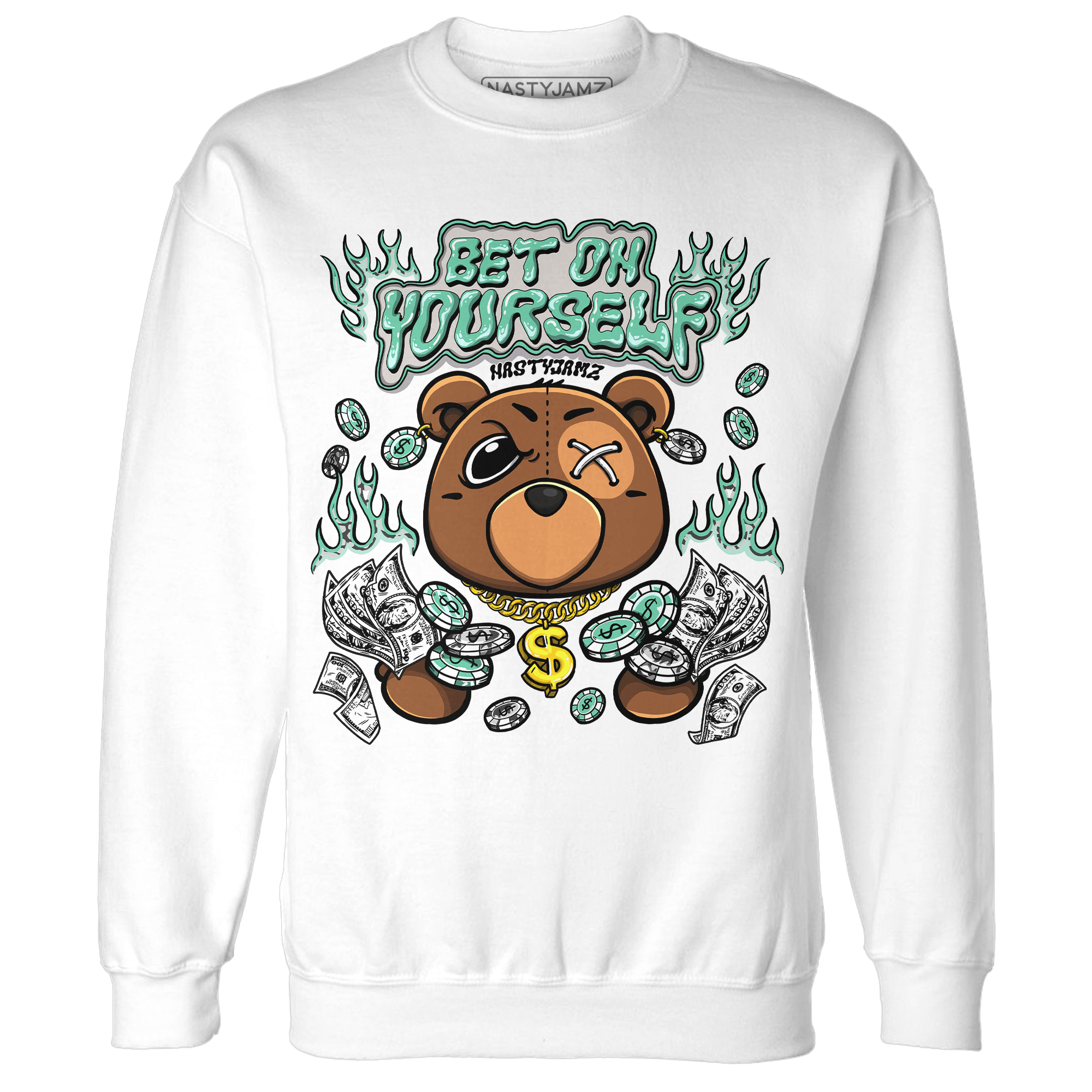 Green Glow 3s Sweatshirt Match Bet On Yourself BER - NastyJamz