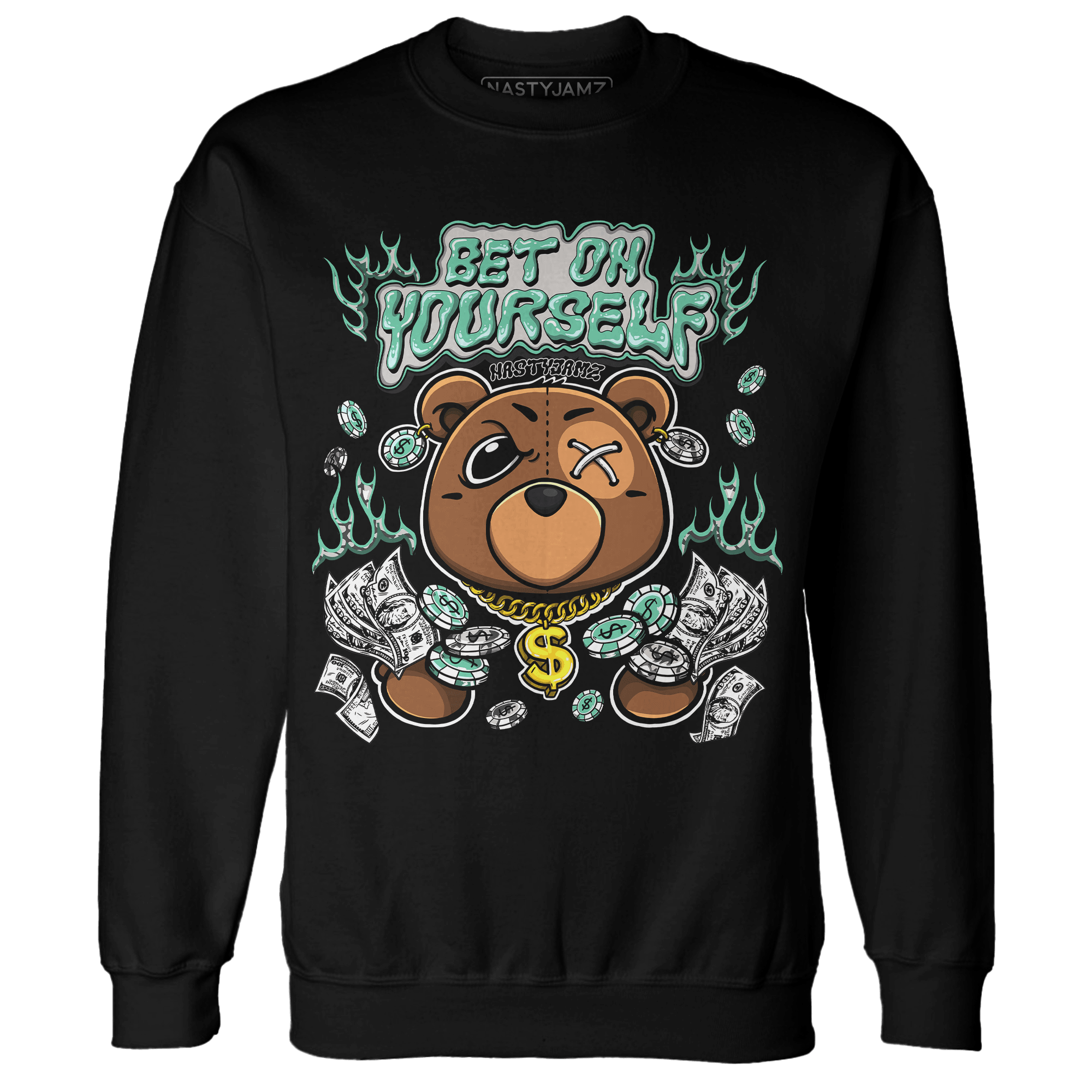 Green Glow 3s Sweatshirt Match Bet On Yourself BER - NastyJamz