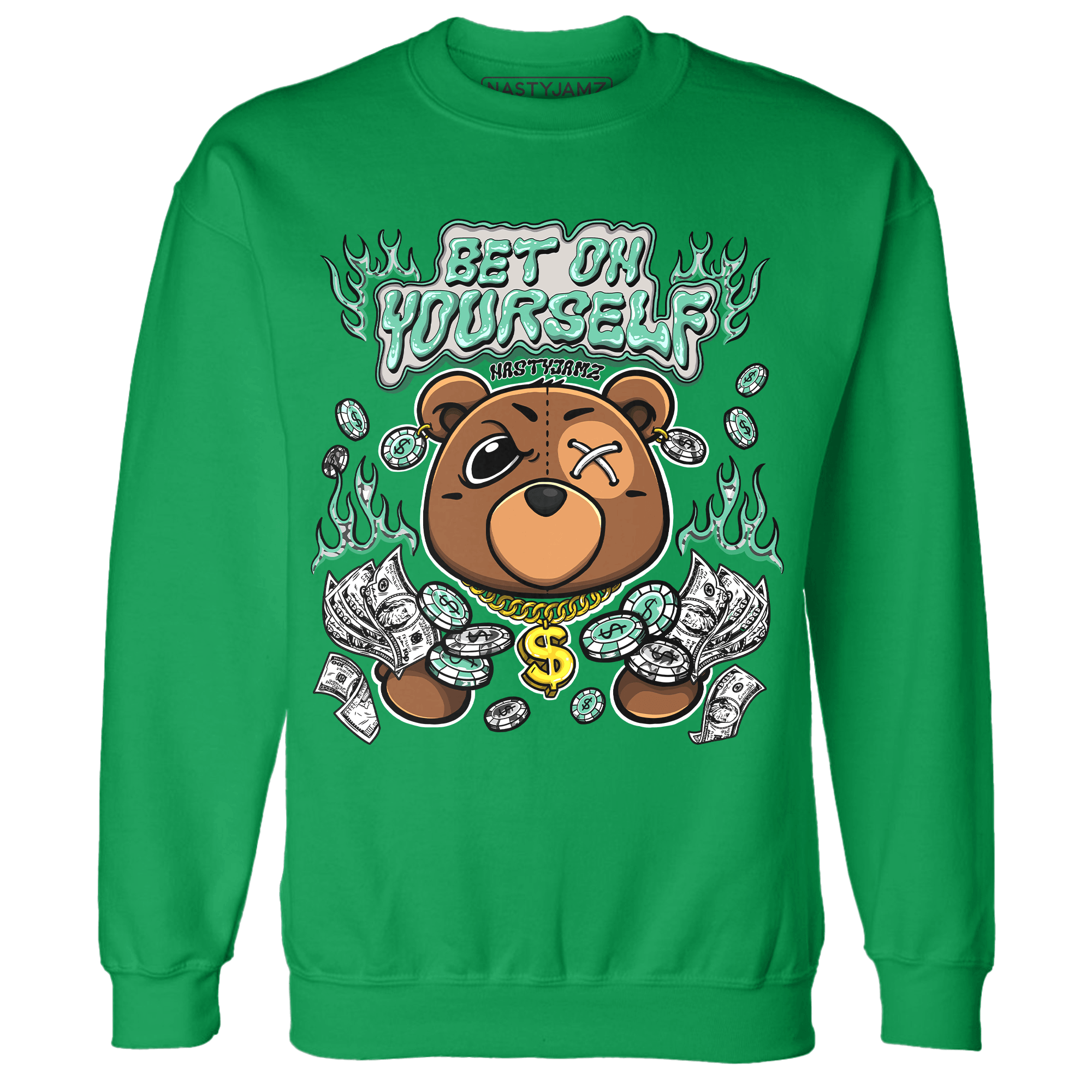 Green Glow 3s Sweatshirt Match Bet On Yourself BER - NastyJamz