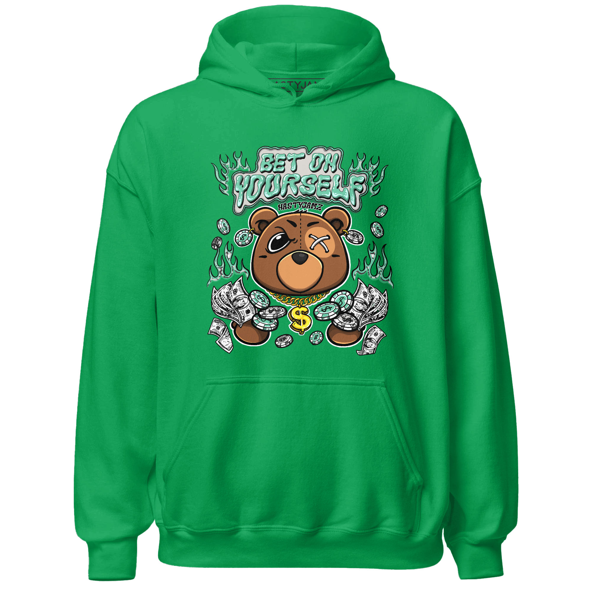 Green Glow 3s Hoodie Match Bet On Yourself BER - NastyJamz