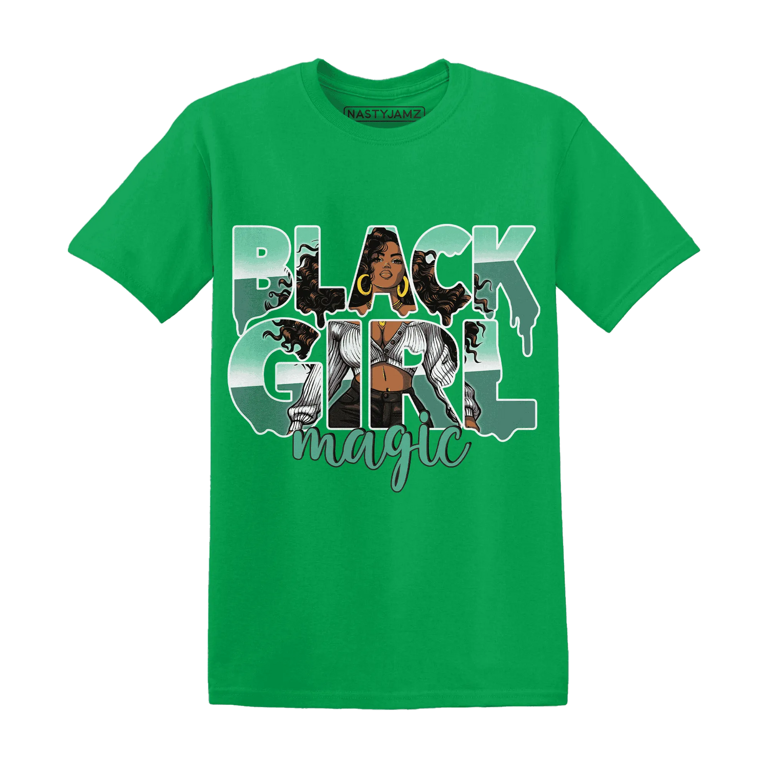 High-OG-Green-Glow-1s-T-Shirt-Match-Black-Girl-Magic