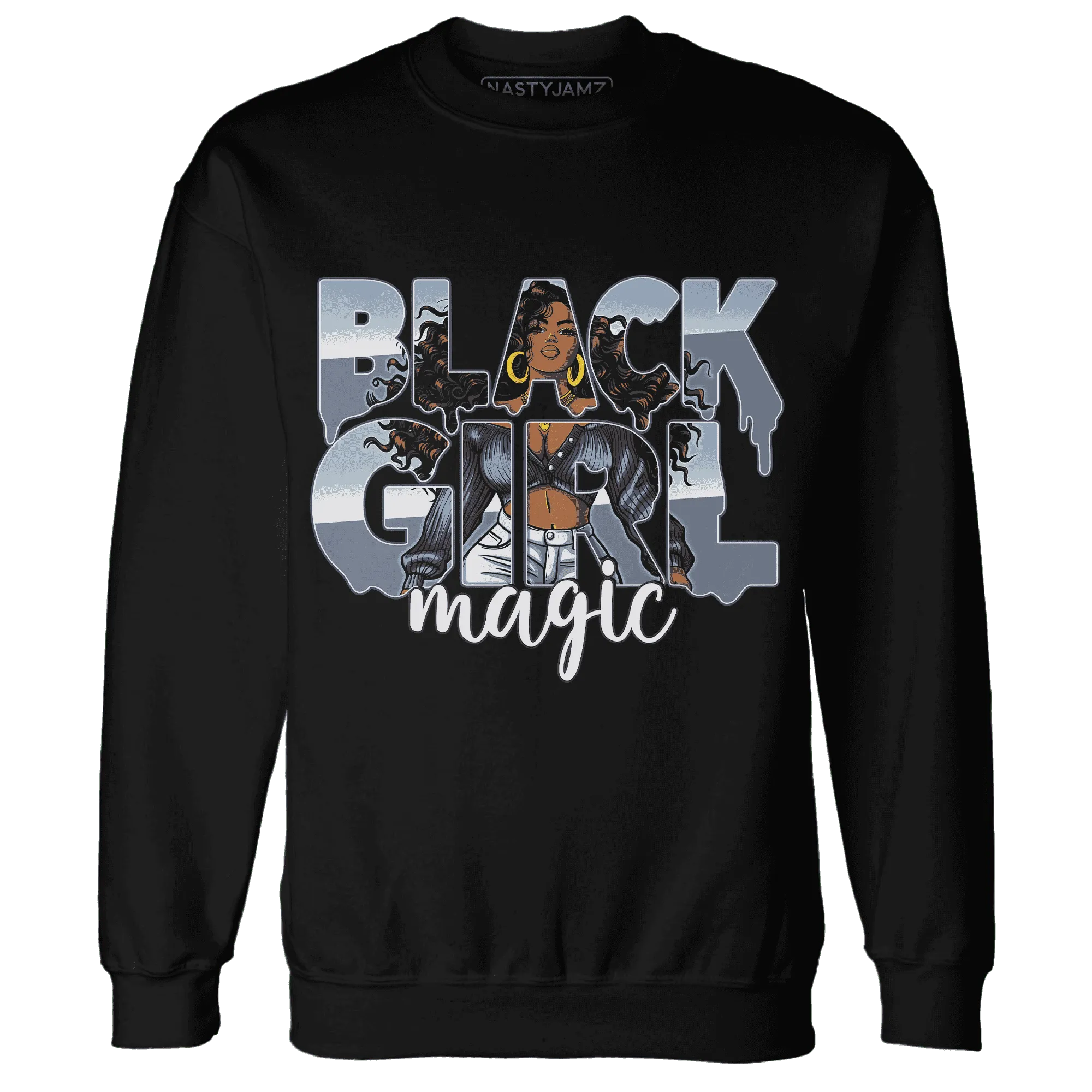 Mid-Diffused-Blue-Grey-1s-Sweatshirt-Match-Black-Girl-Magic