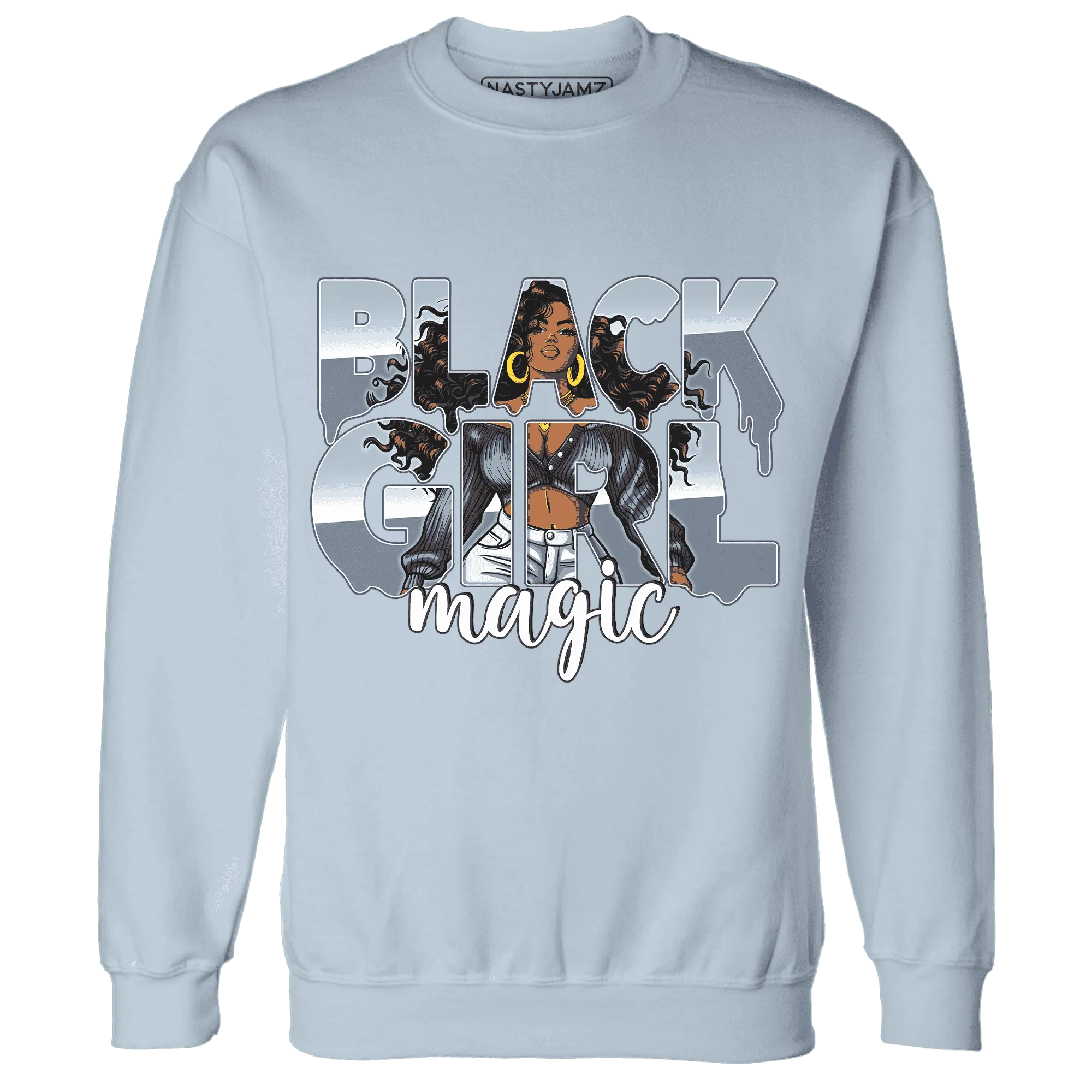 Mid-Diffused-Blue-Grey-1s-Sweatshirt-Match-Black-Girl-Magic
