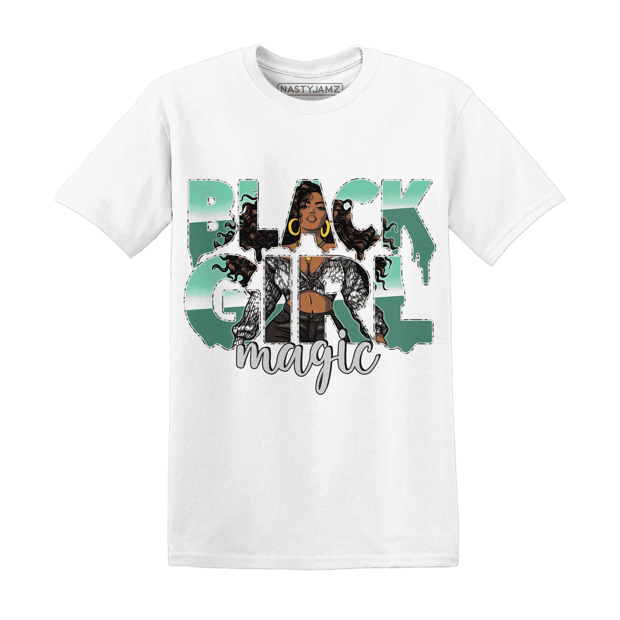 Green-Glow-3s-T-Shirt-Match-Black-Girl-Magic