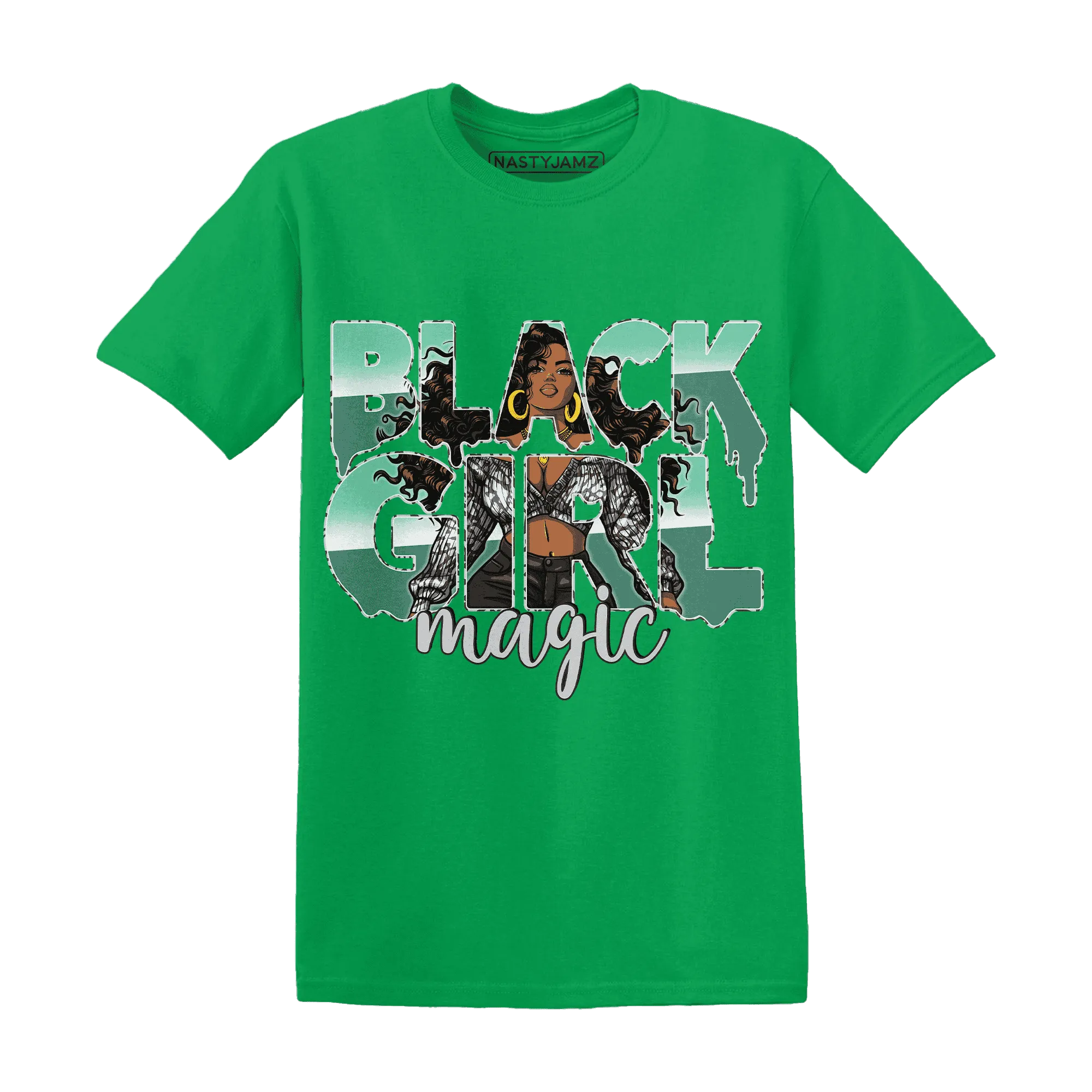 Green-Glow-3s-T-Shirt-Match-Black-Girl-Magic