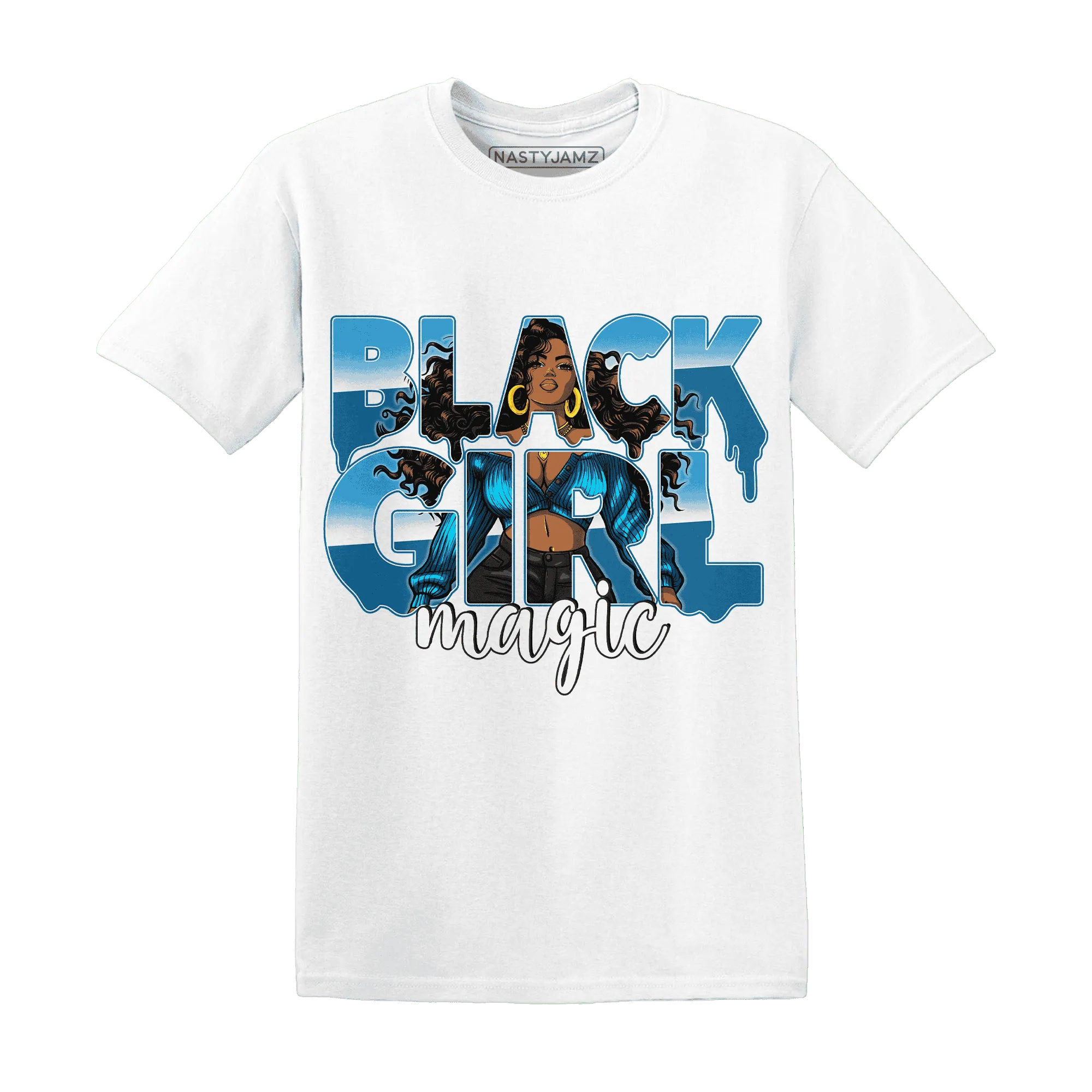 Powder-Blue-9s-T-Shirt-Match-Black-Girl-Magic