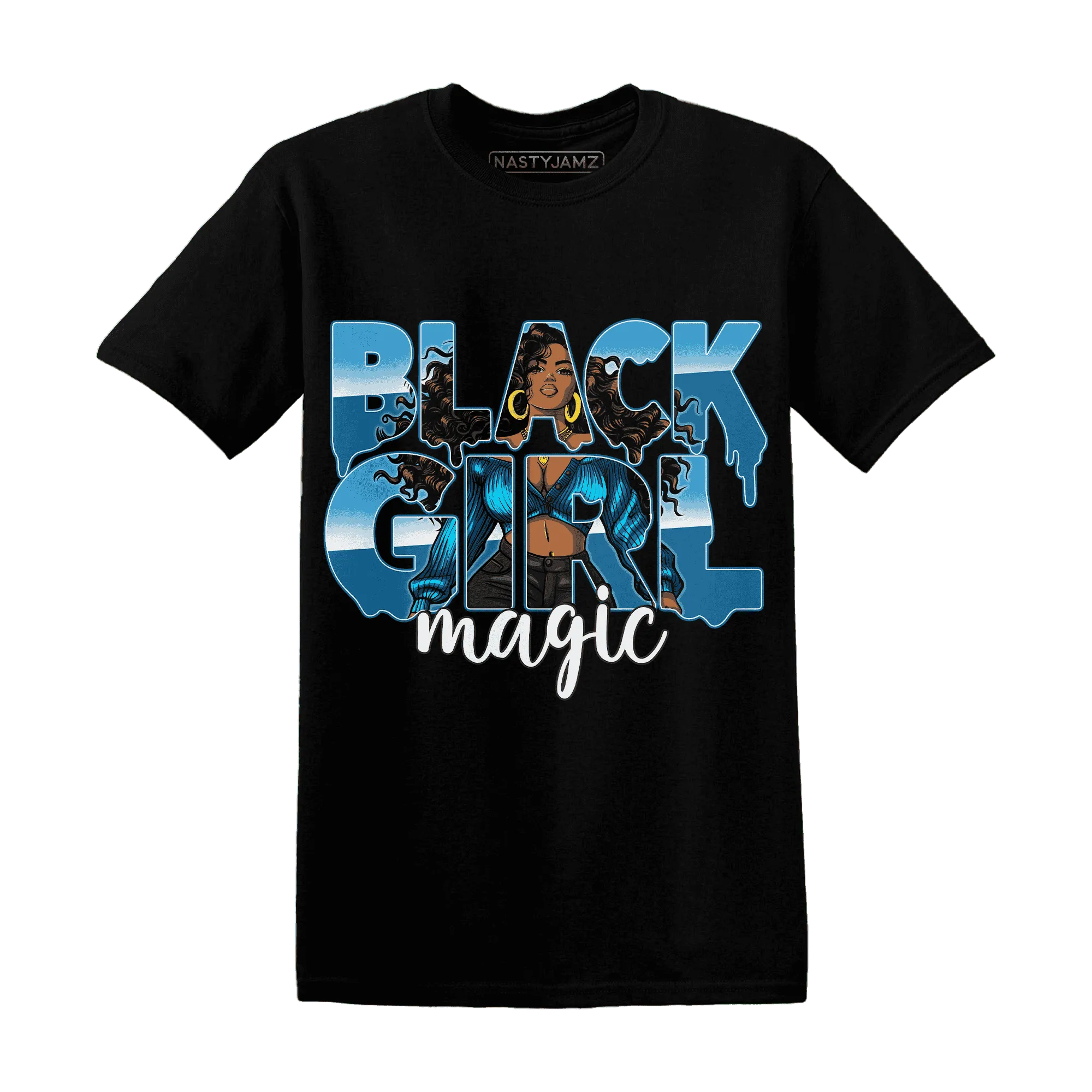 Powder-Blue-9s-T-Shirt-Match-Black-Girl-Magic