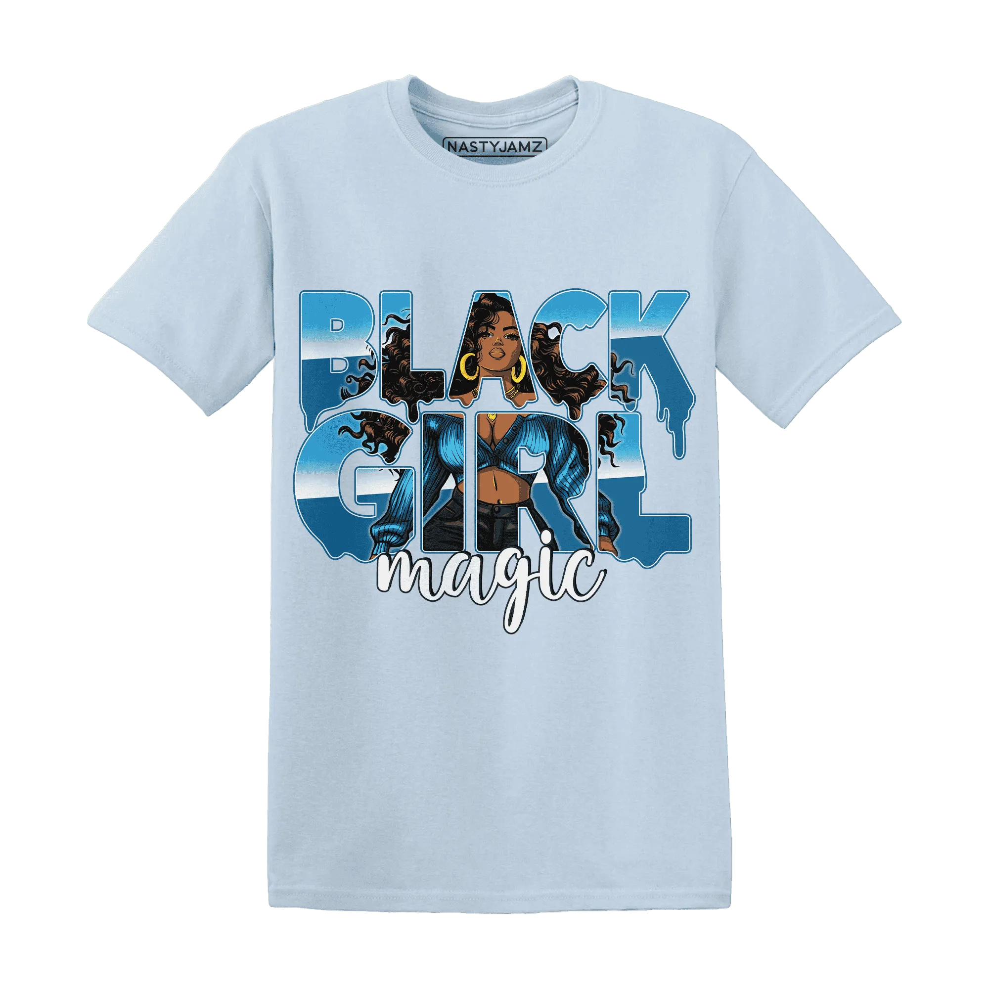Powder-Blue-9s-T-Shirt-Match-Black-Girl-Magic