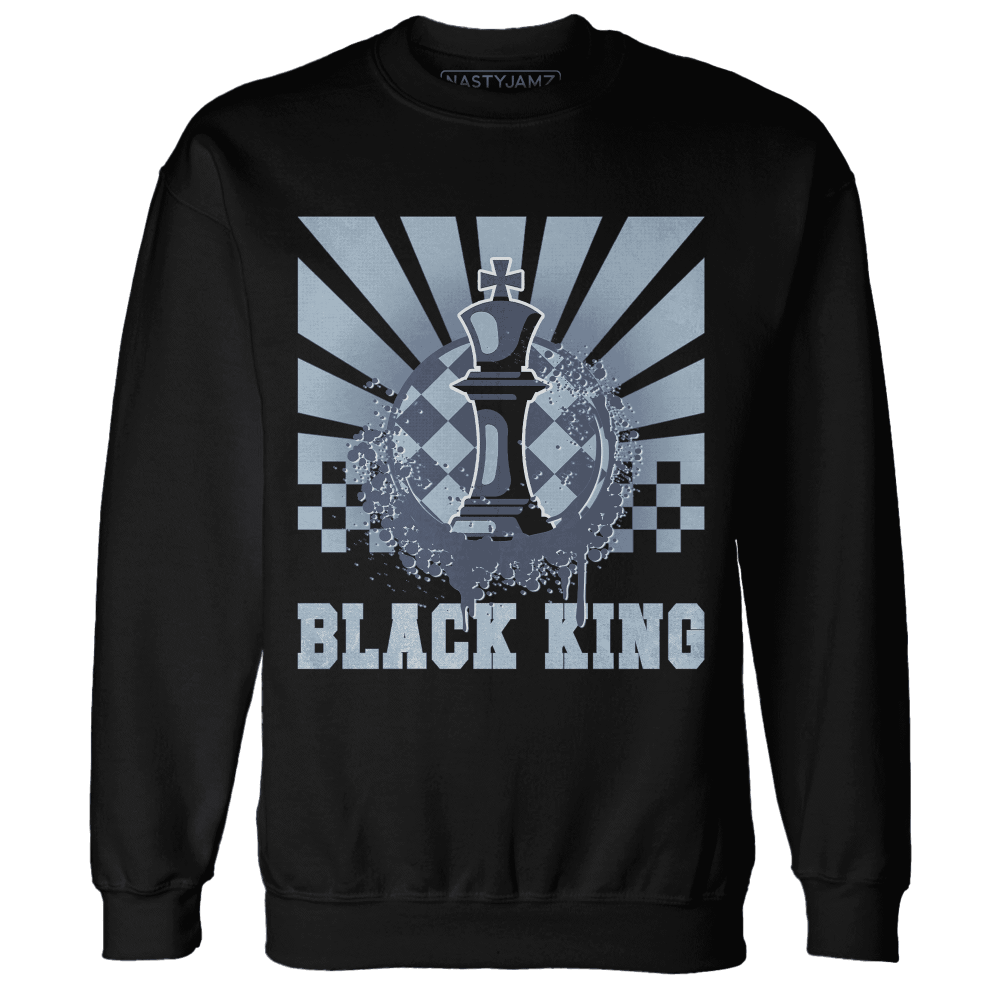 Mid Diffused Blue Grey 1s Sweatshirt Match Black King Collection - NastyJamz