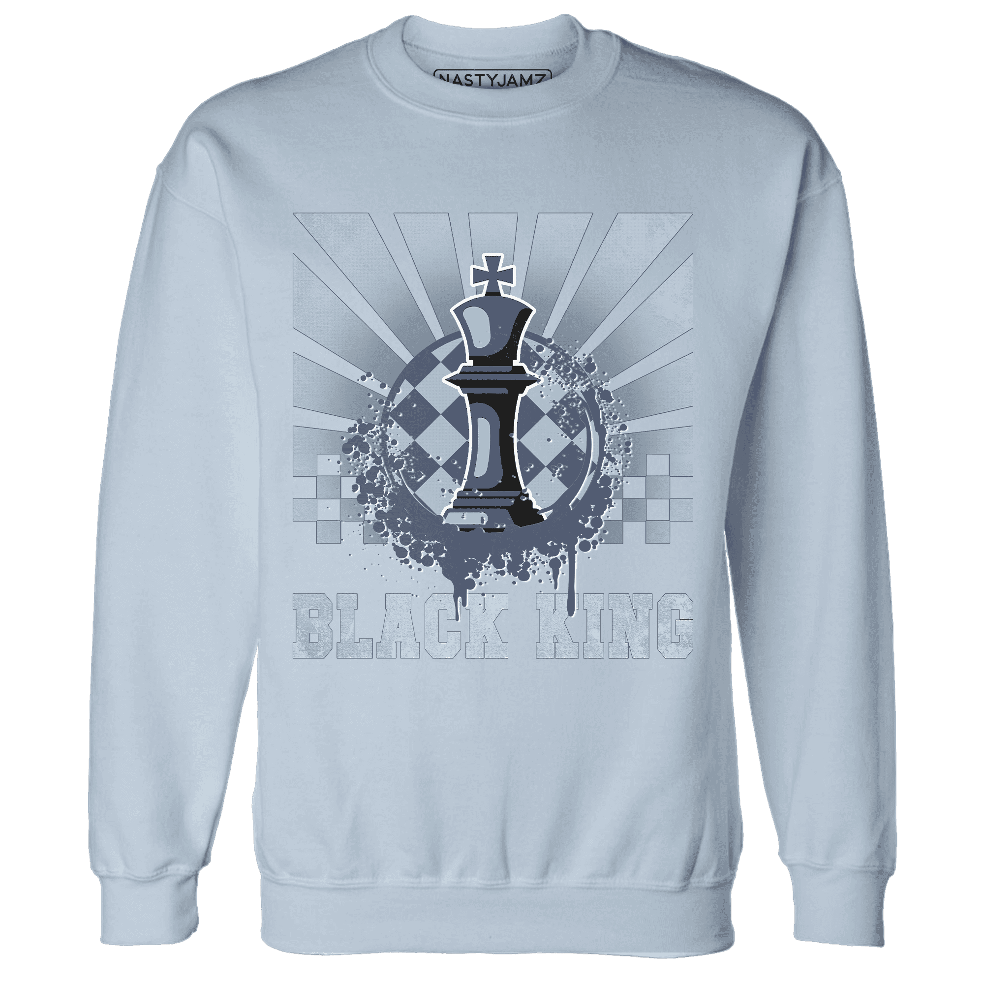 Mid Diffused Blue Grey 1s Sweatshirt Match Black King Collection - NastyJamz