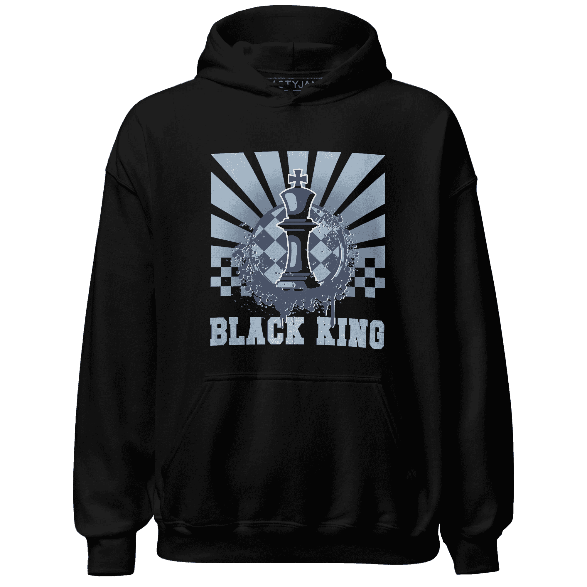 Mid Diffused Blue Grey 1s Hoodie Match Black King Collection - NastyJamz