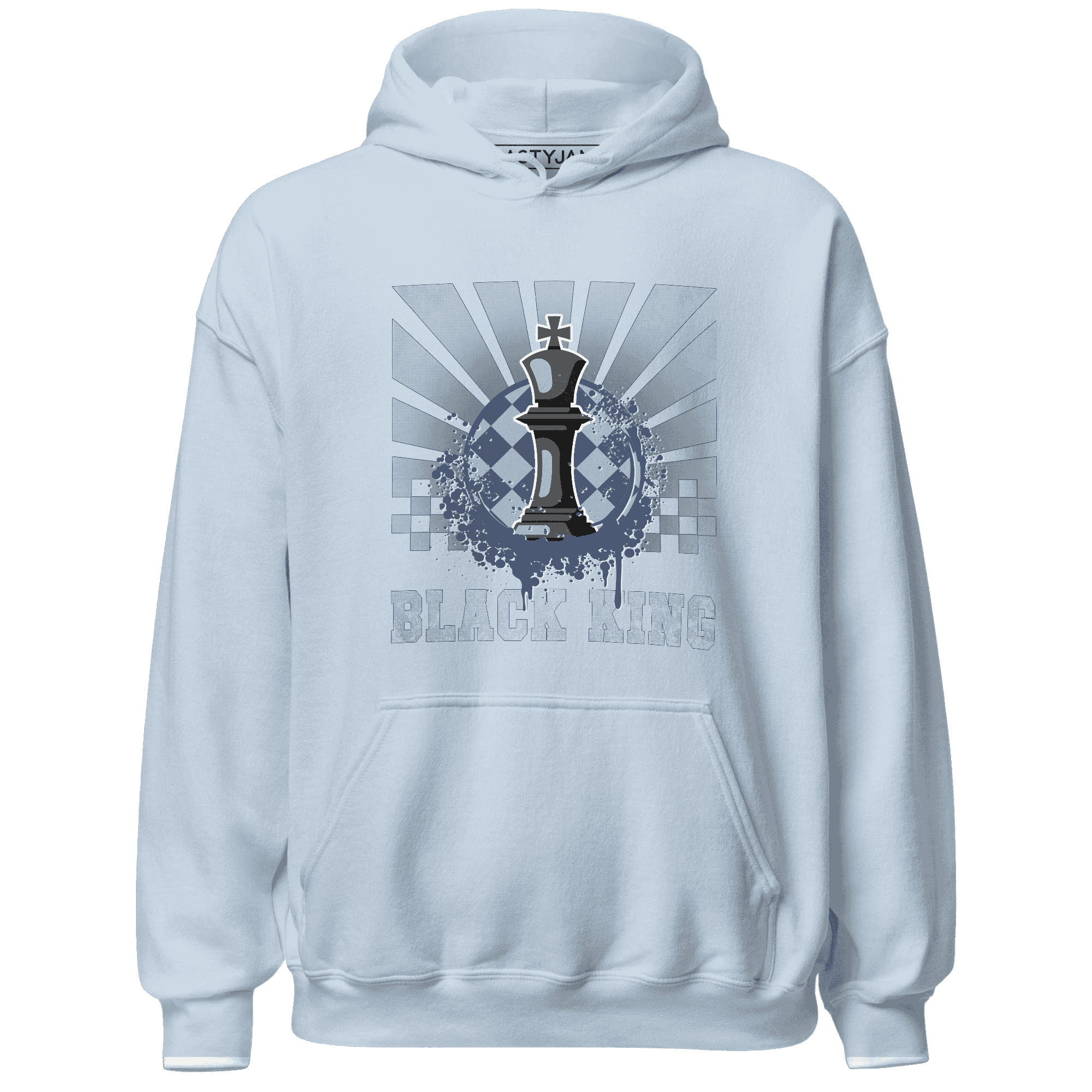 Mid Diffused Blue Grey 1s Hoodie Match Black King Collection - NastyJamz