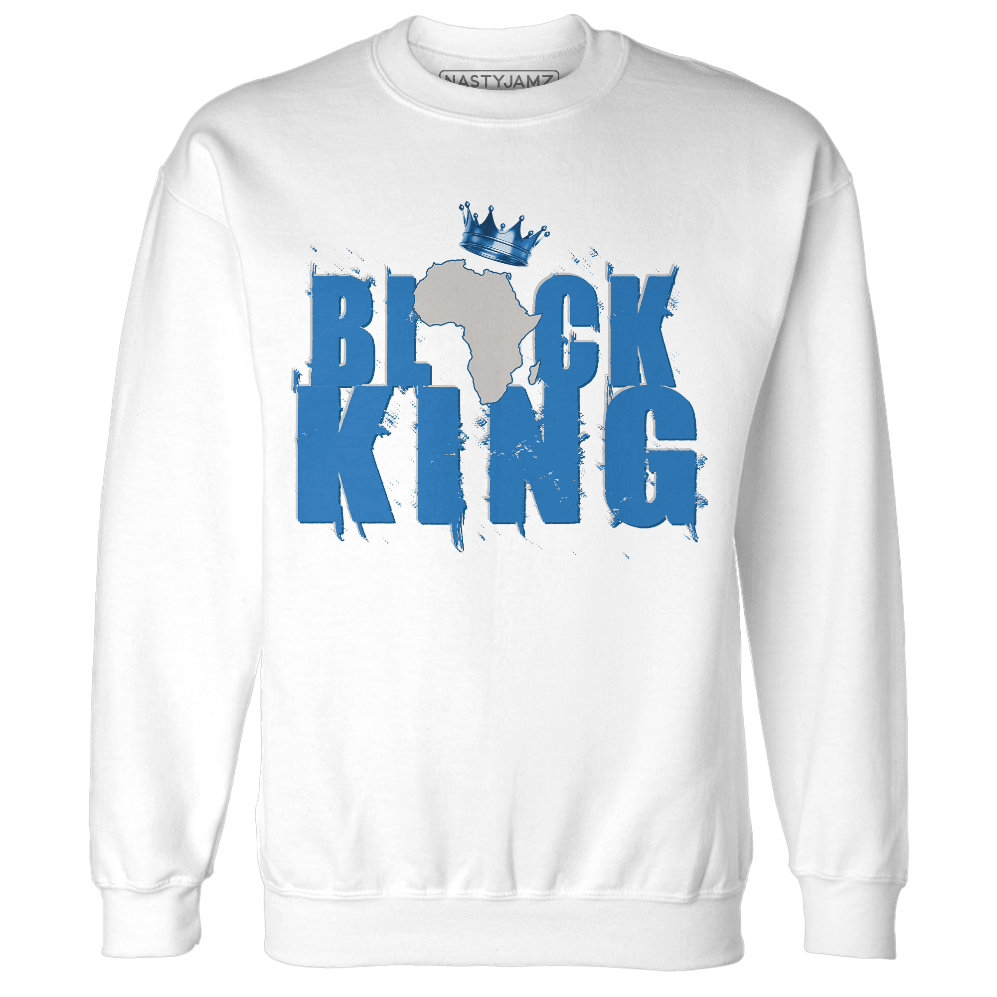 Industrial Blue 4s Sweatshirt Match Black King Crown - NastyJamz