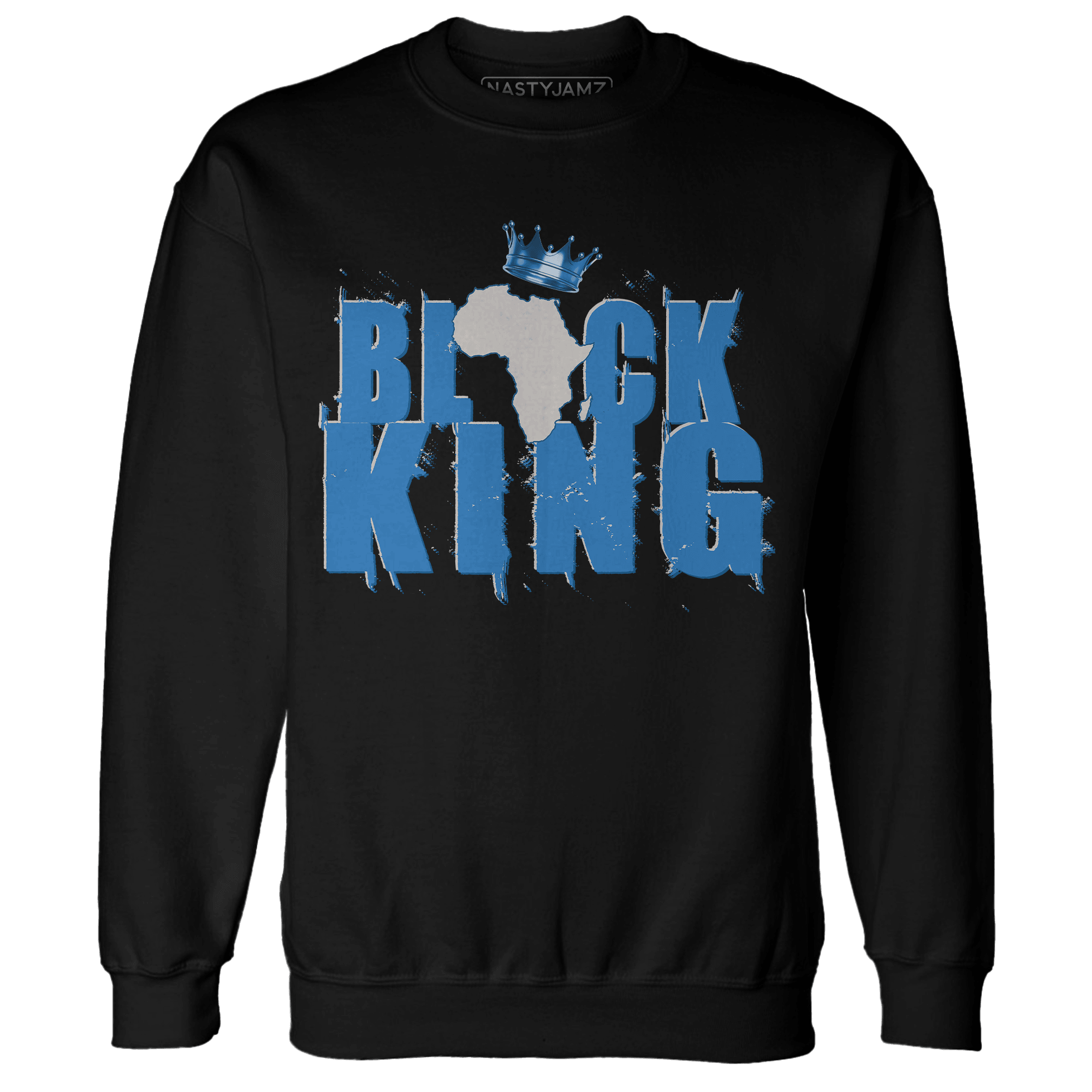 Industrial Blue 4s Sweatshirt Match Black King Crown - NastyJamz