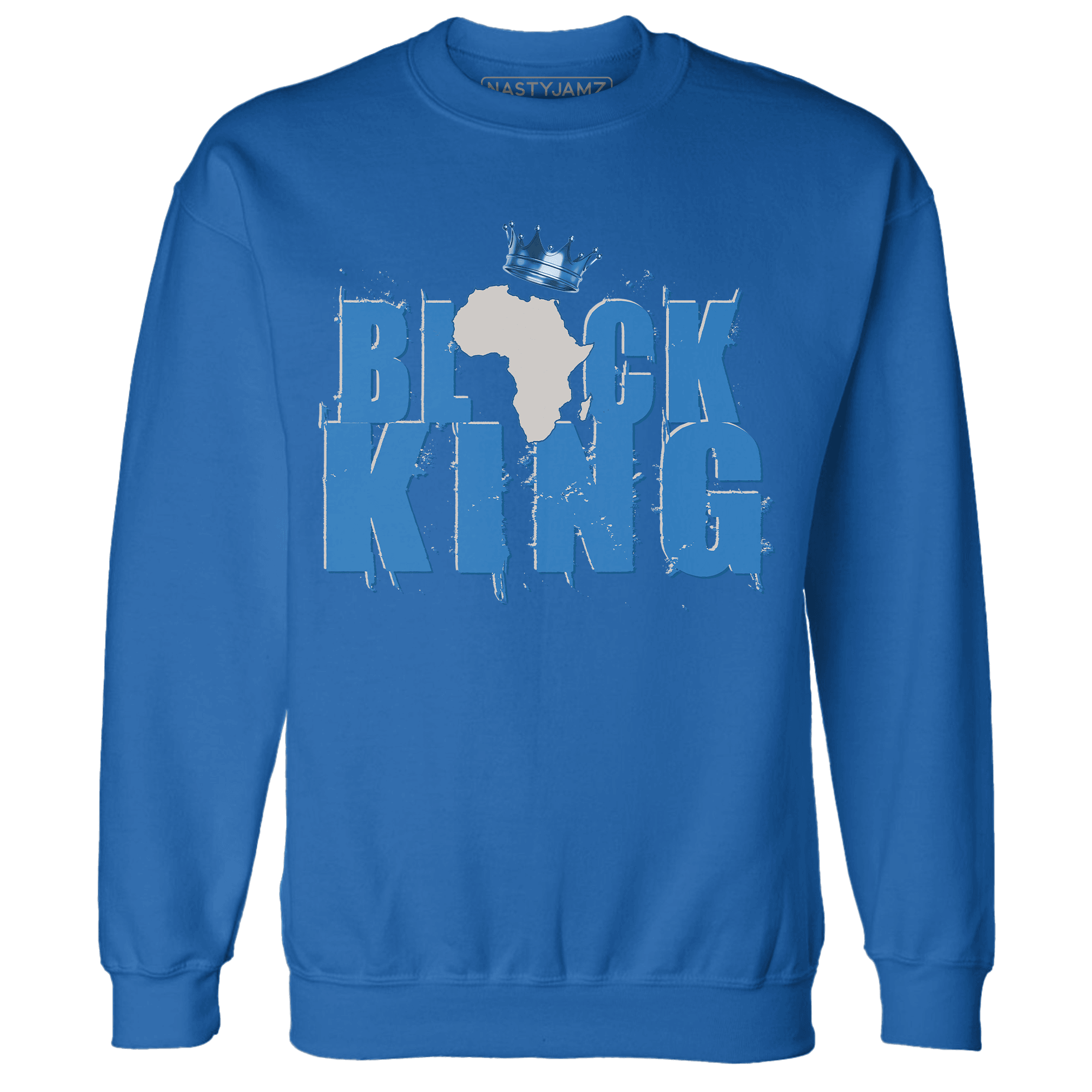 Industrial Blue 4s Sweatshirt Match Black King Crown - NastyJamz