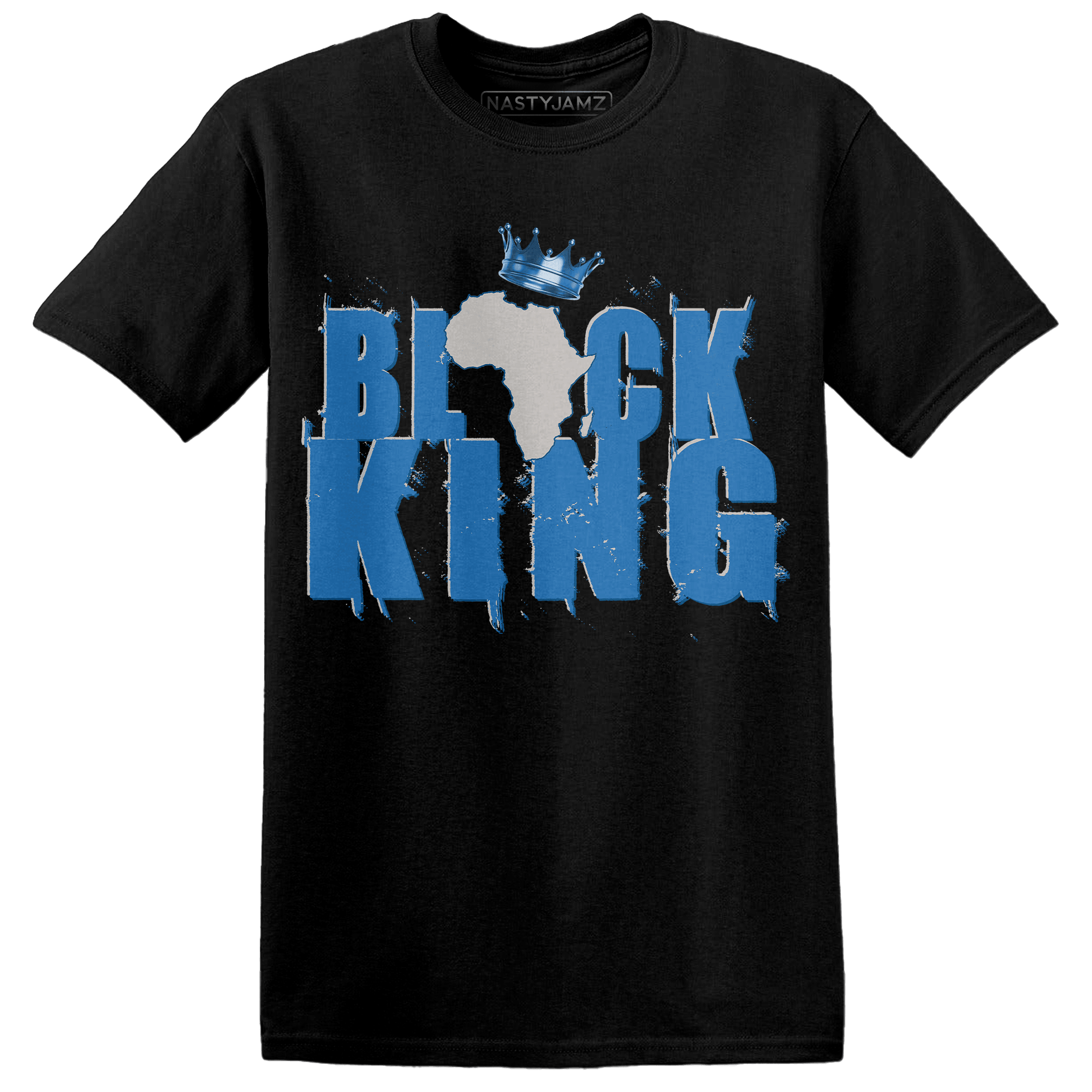 Industrial Blue 4s T Shirt Match Black King Crown - NastyJamz