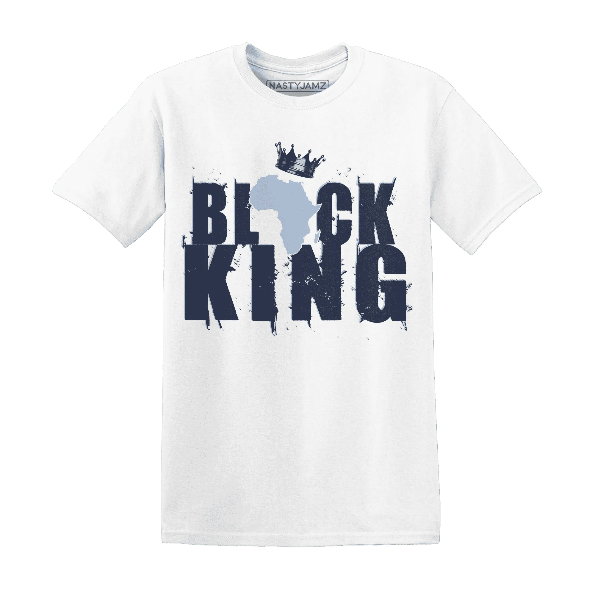 White-Navy-6s-T-Shirt-Match-Black-King-Crown