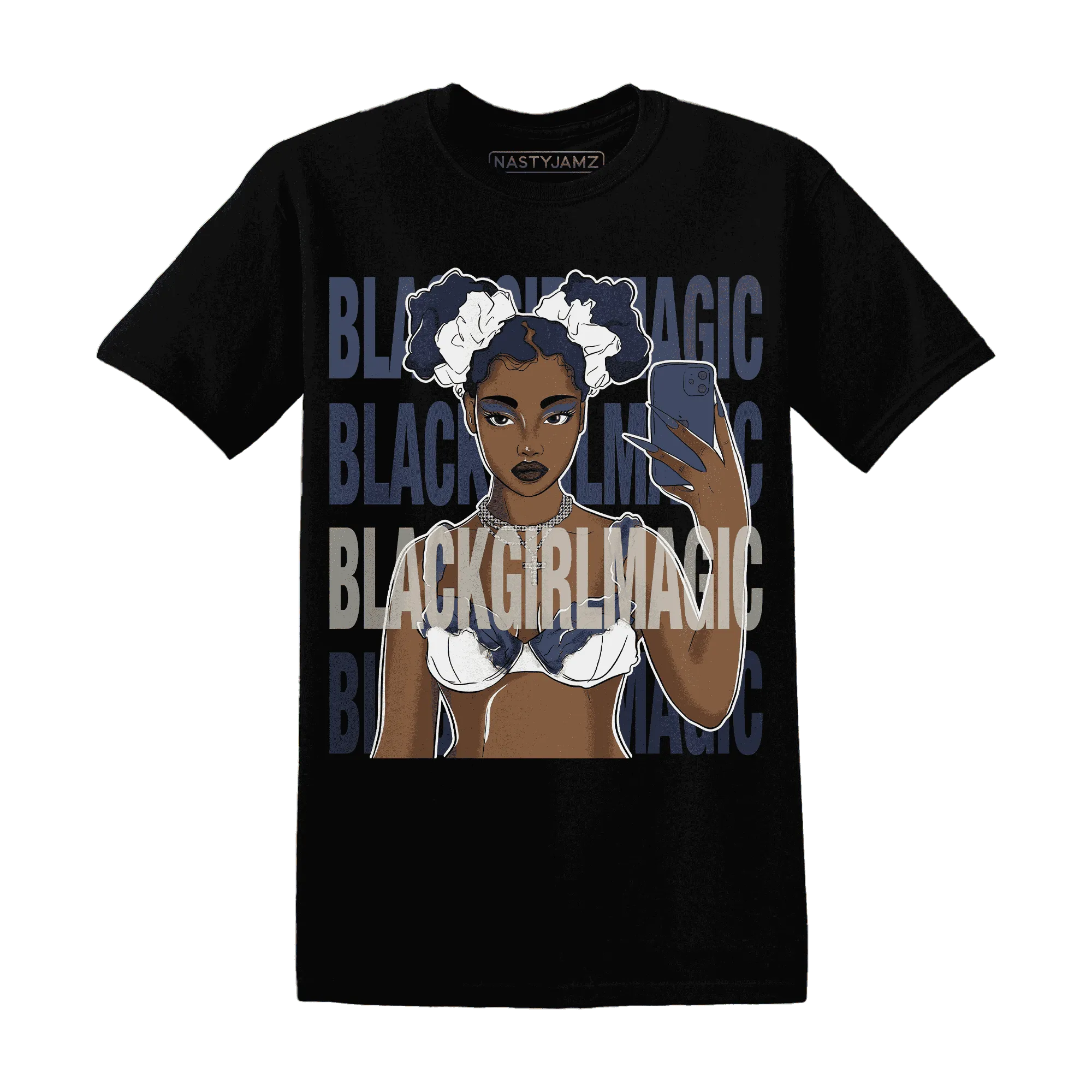 Low-Diffused-Blue-11s-T-Shirt-Match-Black-Magic-Girl-Selfie