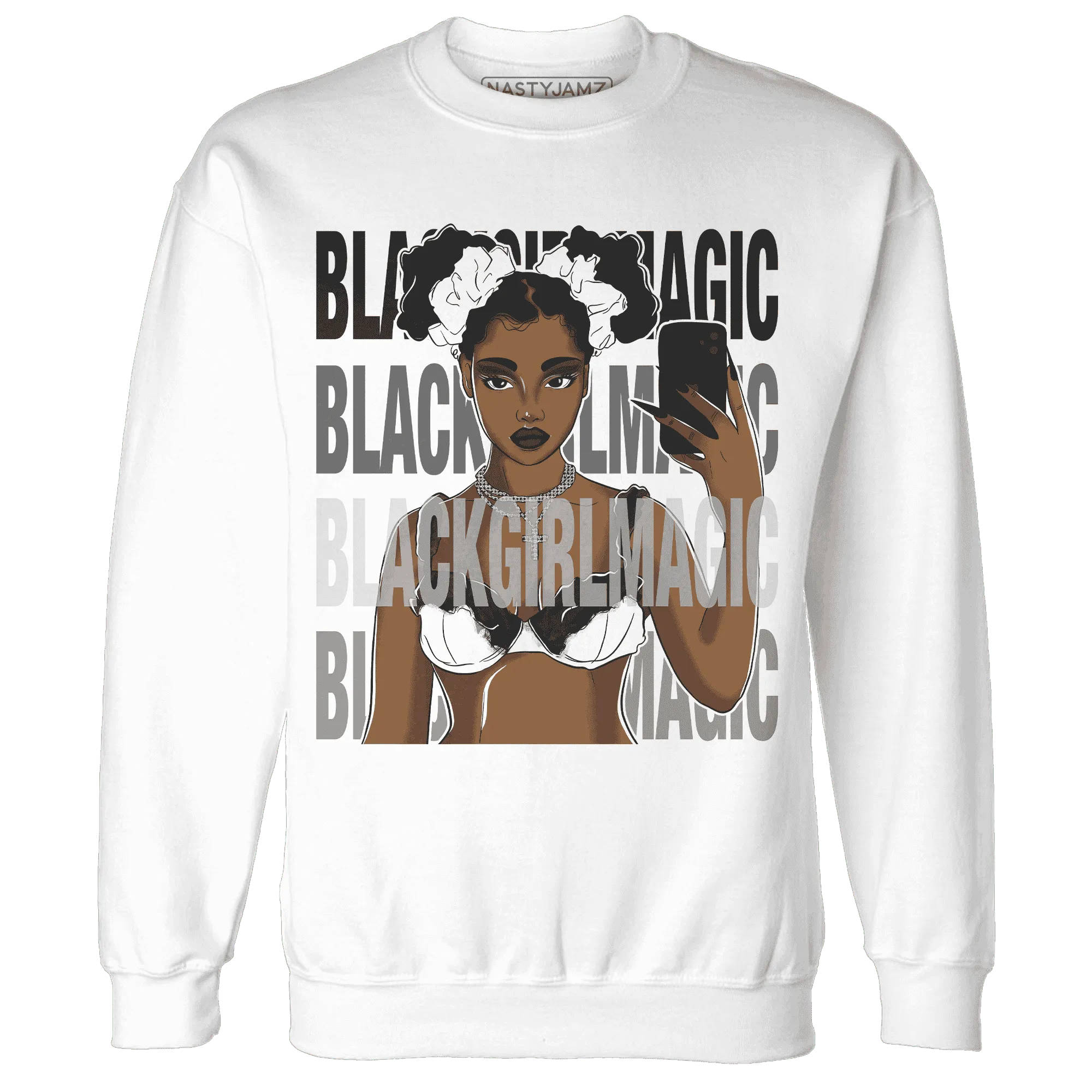 White-Thunder-4s-Sweatshirt-Match-Black-Magic-Girl-Selfie
