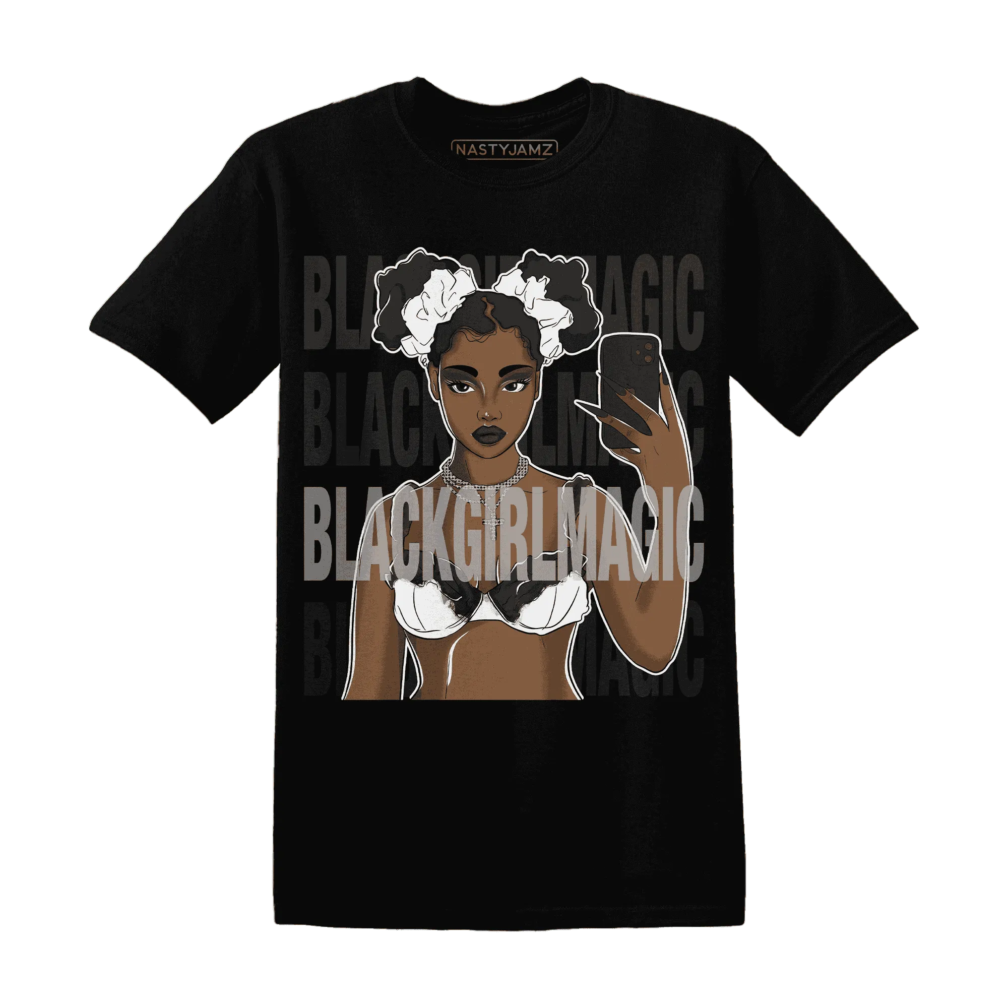 White-Thunder-4s-T-Shirt-Match-Black-Magic-Girl-Selfie