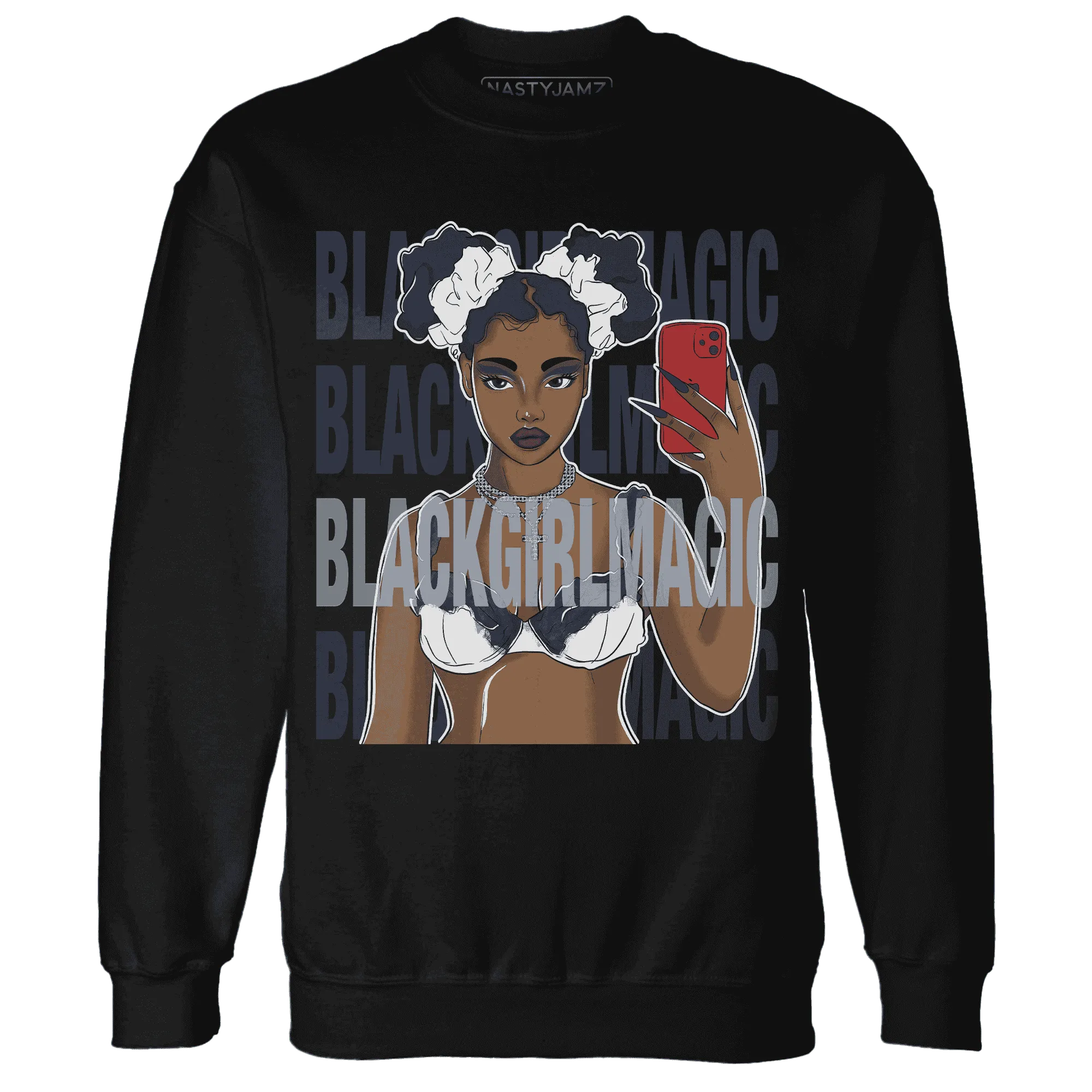 White-Navy-6s-Sweatshirt-Match-Black-Magic-Girl-Selfie