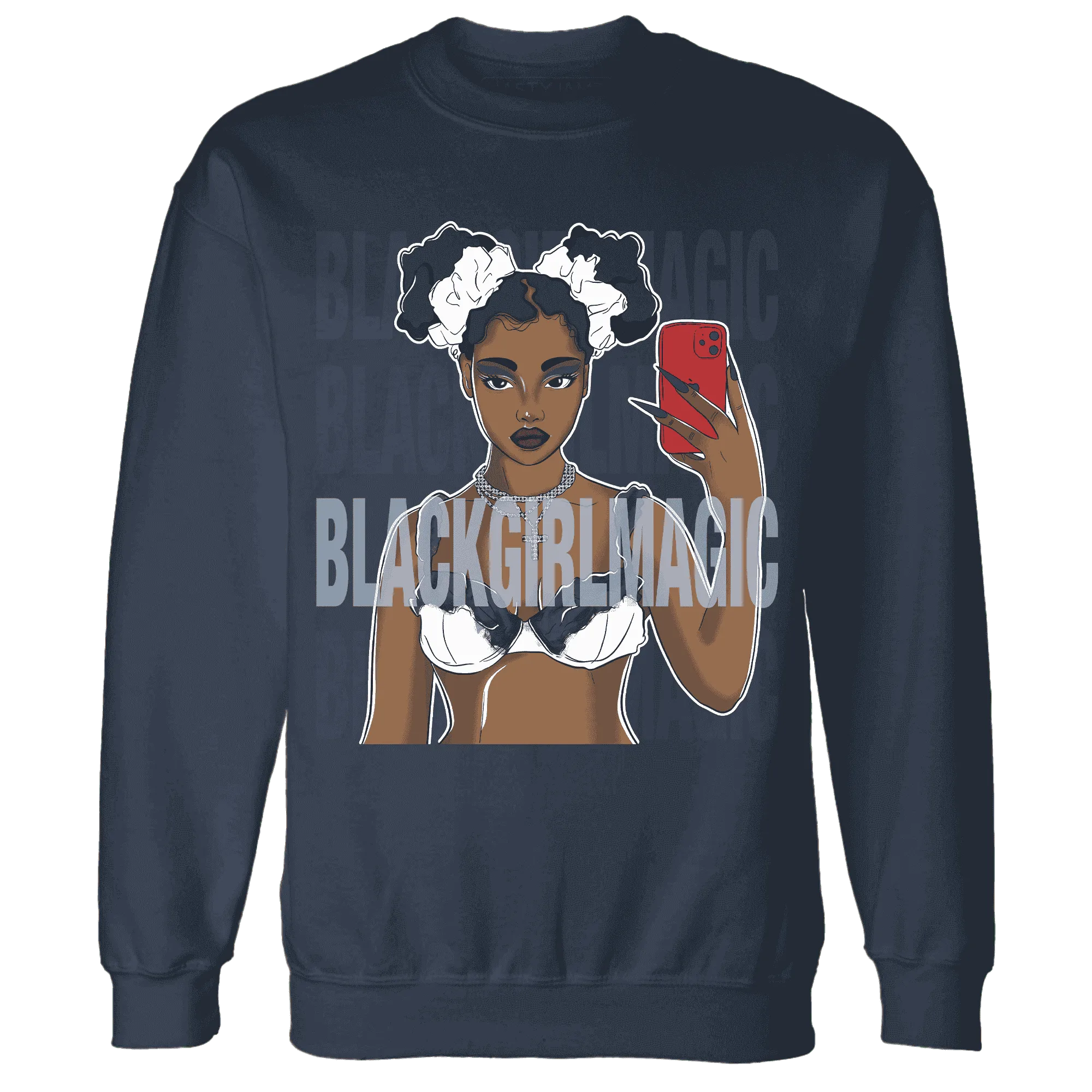 White-Navy-6s-Sweatshirt-Match-Black-Magic-Girl-Selfie