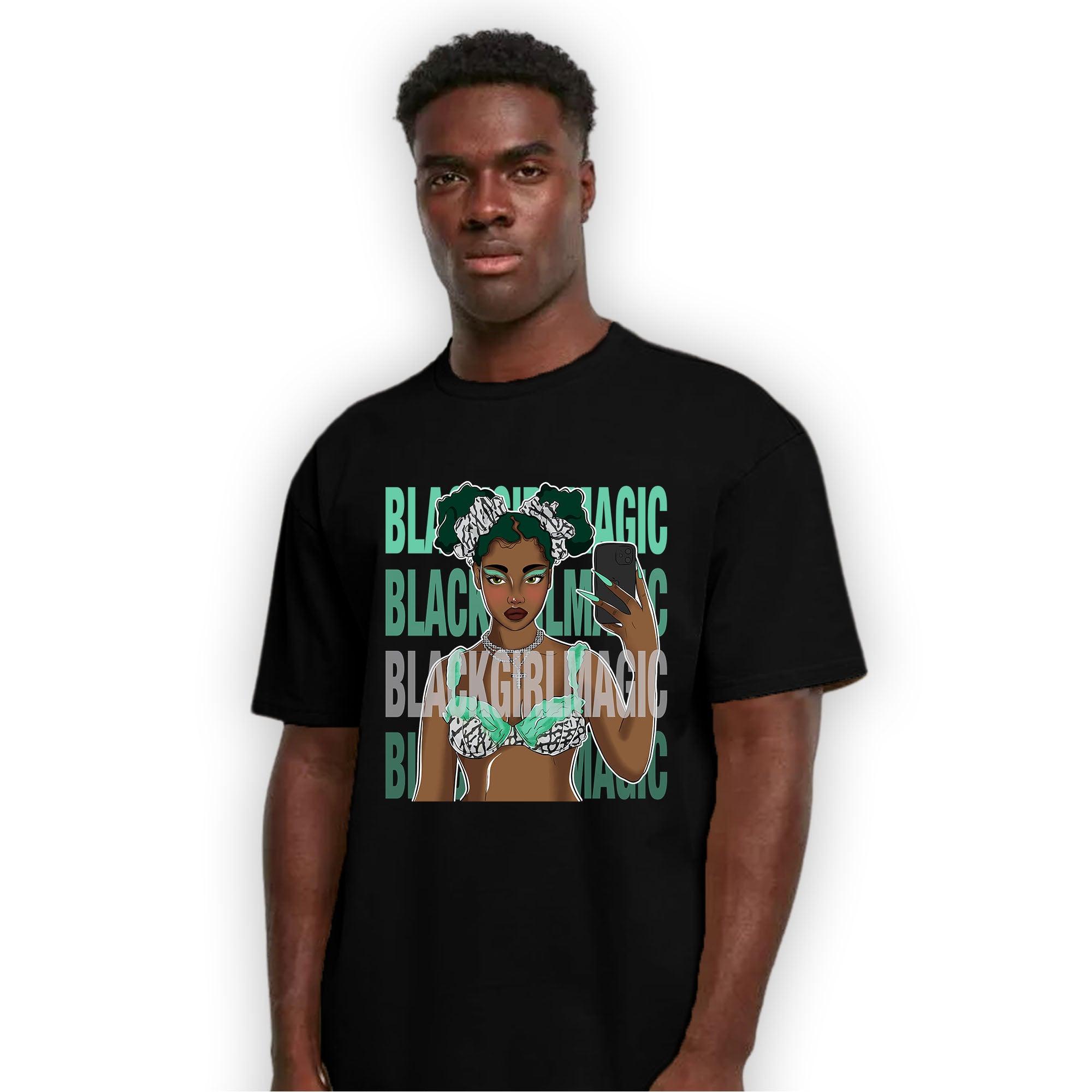 Green Glow 3s T Shirt Match Black Magic Girl Selfie - NastyJamz
