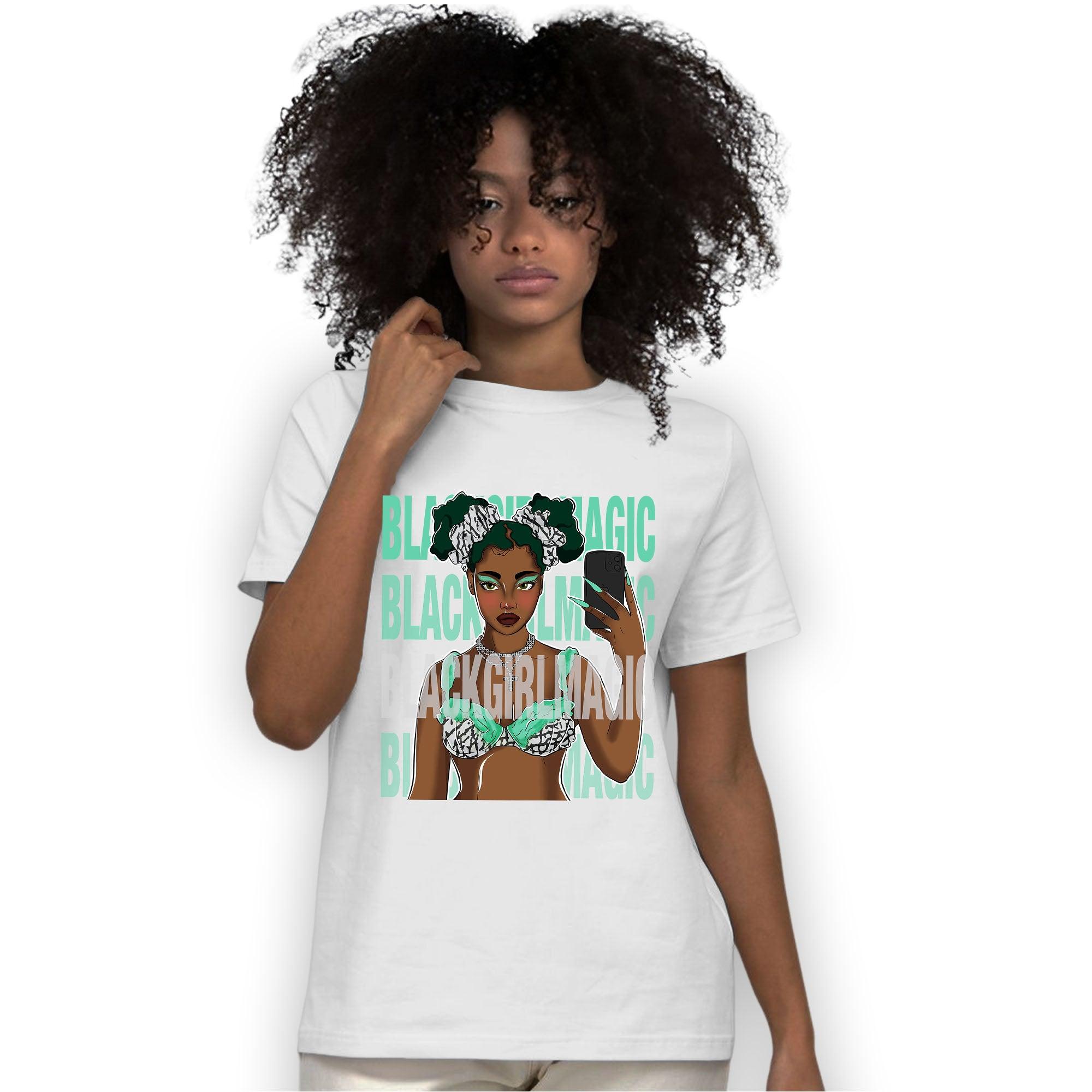 Green Glow 3s T Shirt Match Black Magic Girl Selfie - NastyJamz