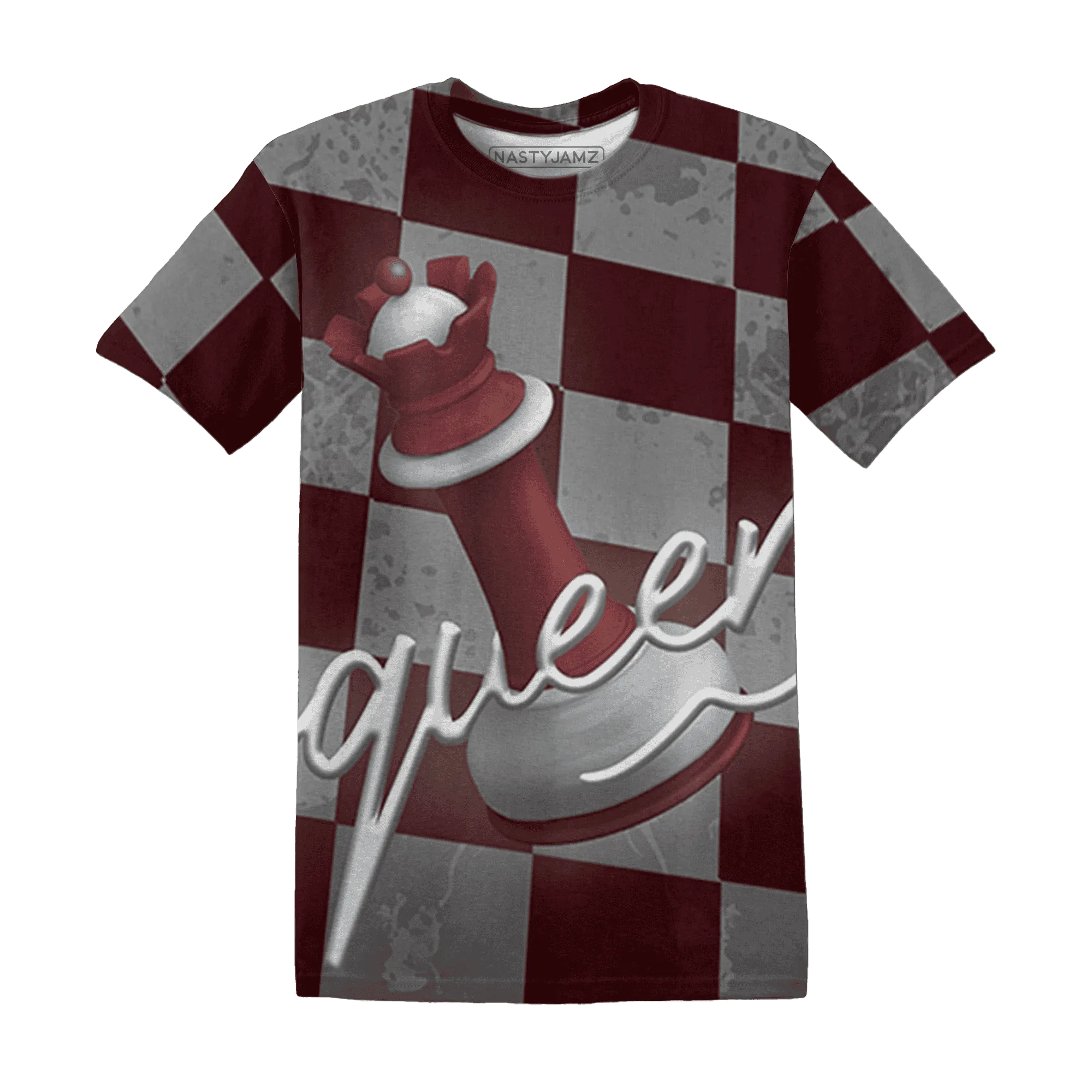 High-White-Team-Red-1s-T-Shirt-Match-Black-Queen-3D