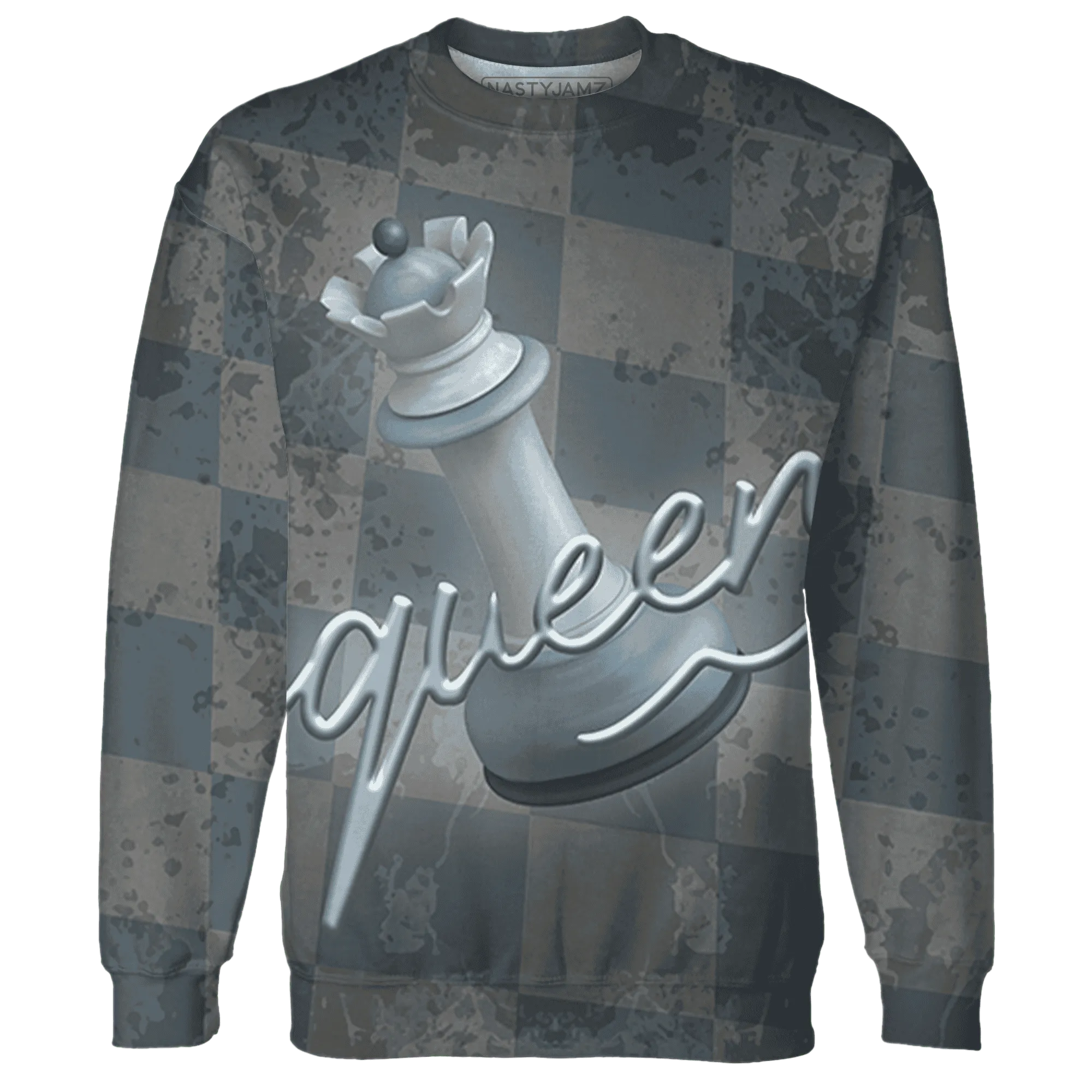Mid-Diffused-Blue-Grey-1s-Sweatshirt-Match-Black-Queen-3D