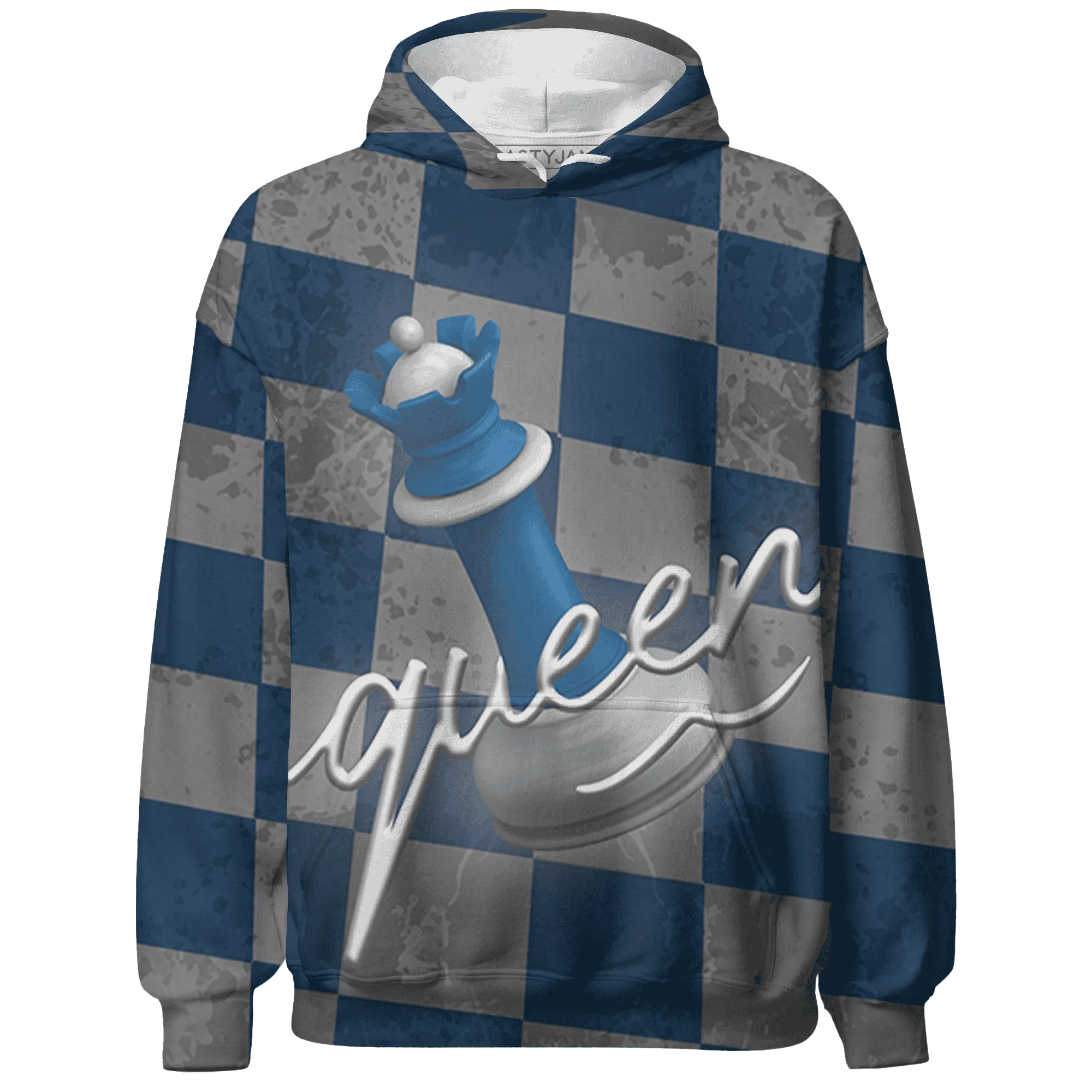 Industrial-Blue-4s-Hoodie-Match-Black-Queen-3D