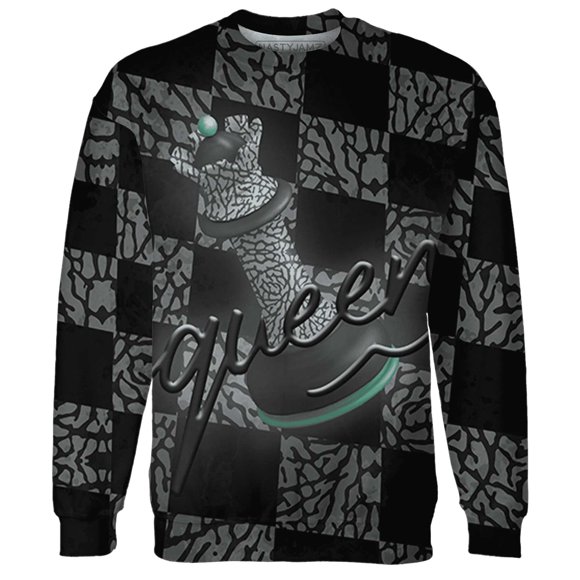 Green-Glow-3s-Sweatshirt-Match-Black-Queen-3D