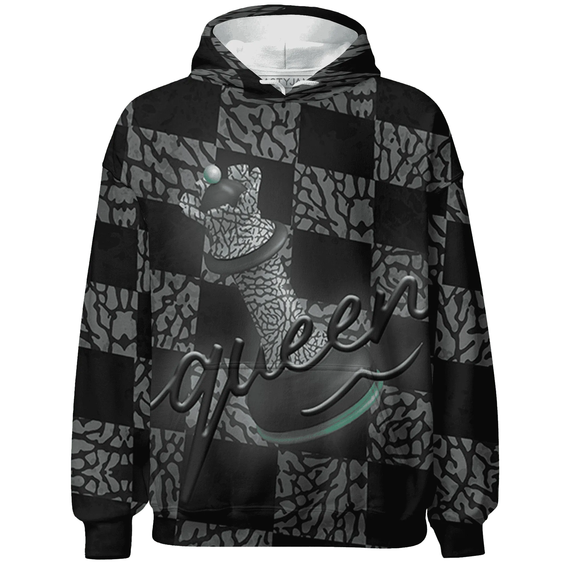 Green-Glow-3s-Hoodie-Match-Black-Queen-3D