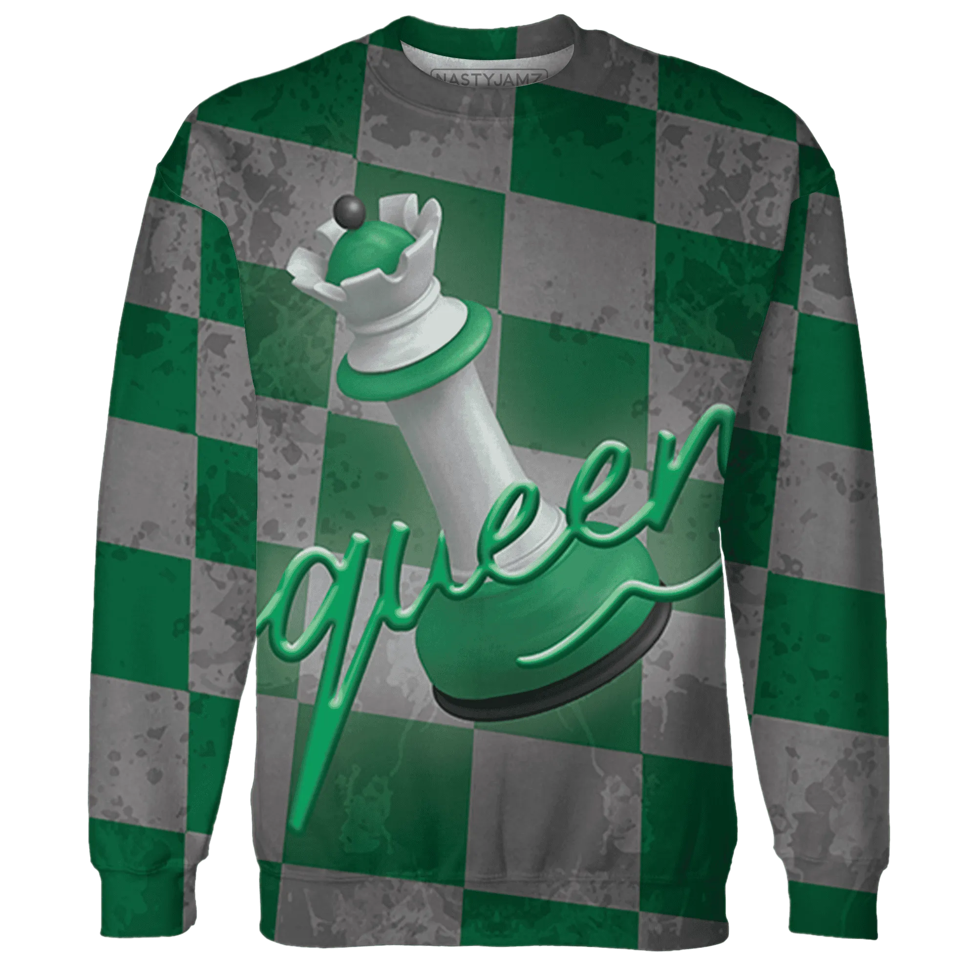 Lucky-Green-5s-Sweatshirt-Match-Black-Queen-3D