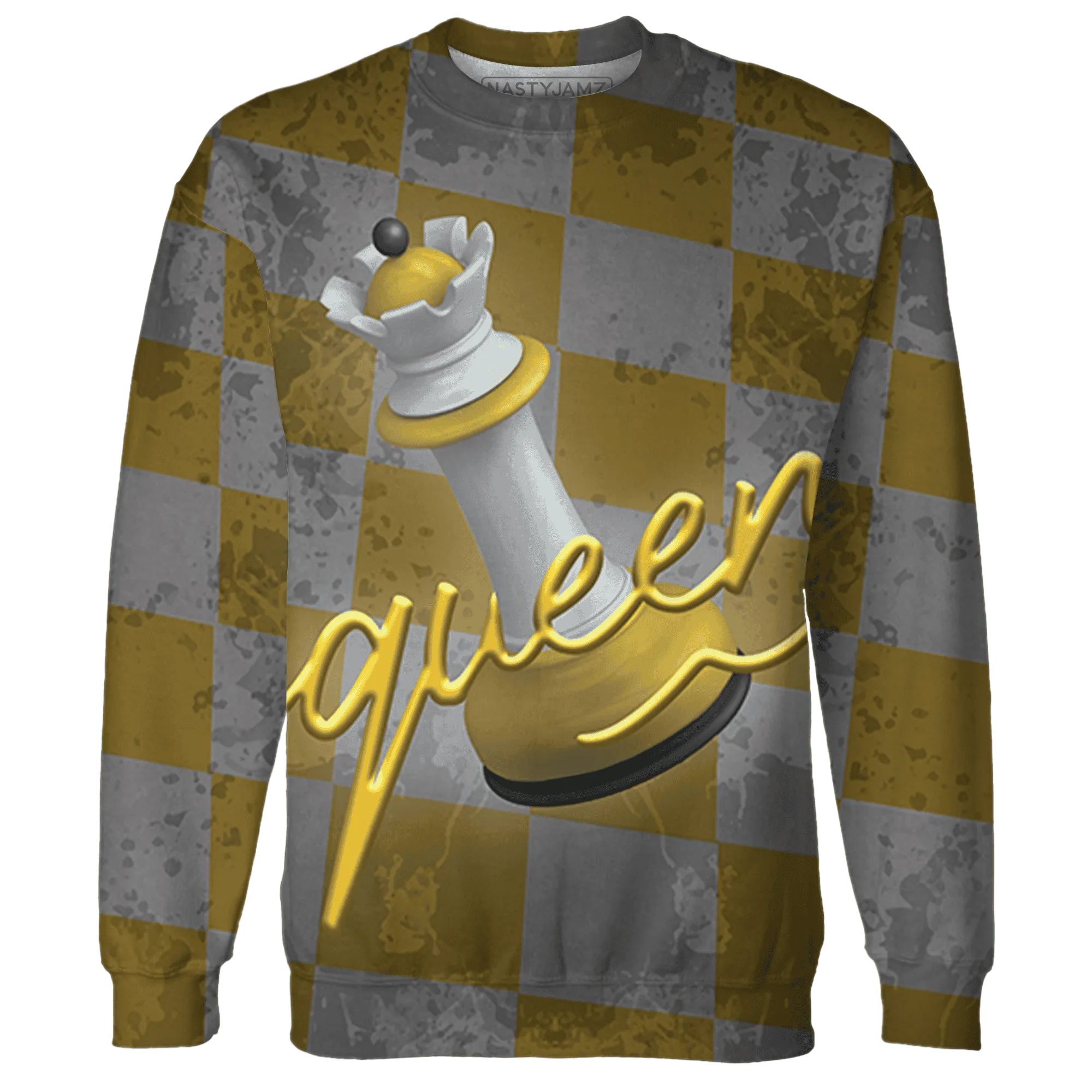 Yellow-Ochre-6s-Sweatshirt-Match-Black-Queen-3D