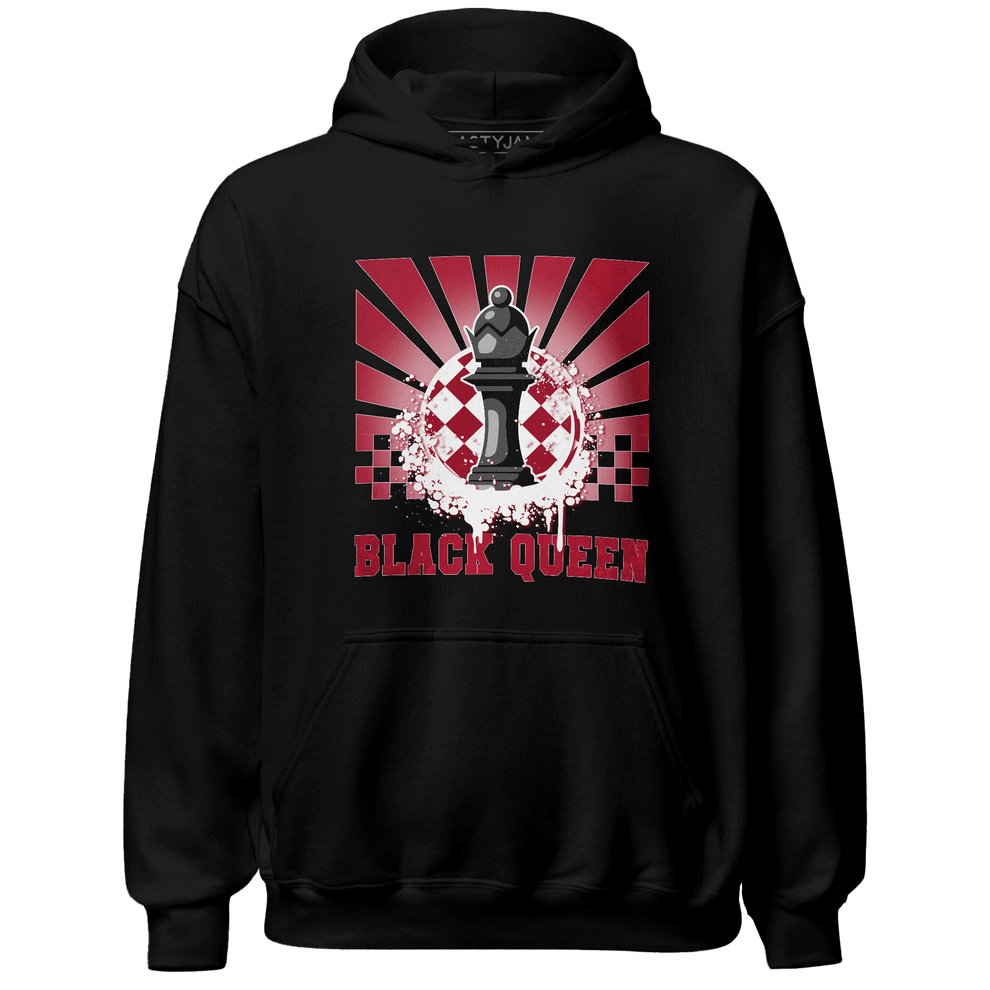 Retro Red Taxi 12s Hoodie Match Black Queen Collection - NastyJamz