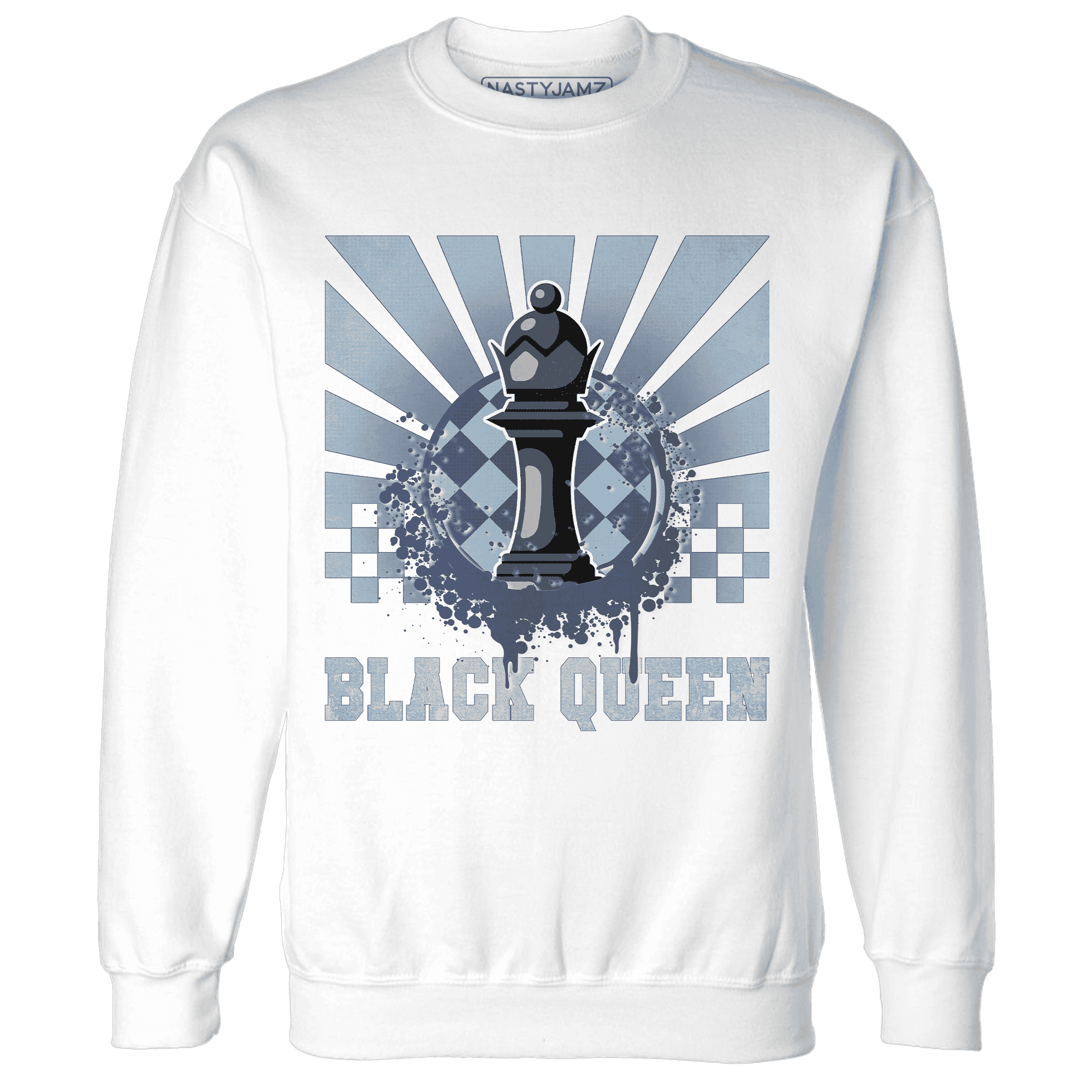 Mid Diffused Blue Grey 1s Sweatshirt Match Black Queen Collection - NastyJamz