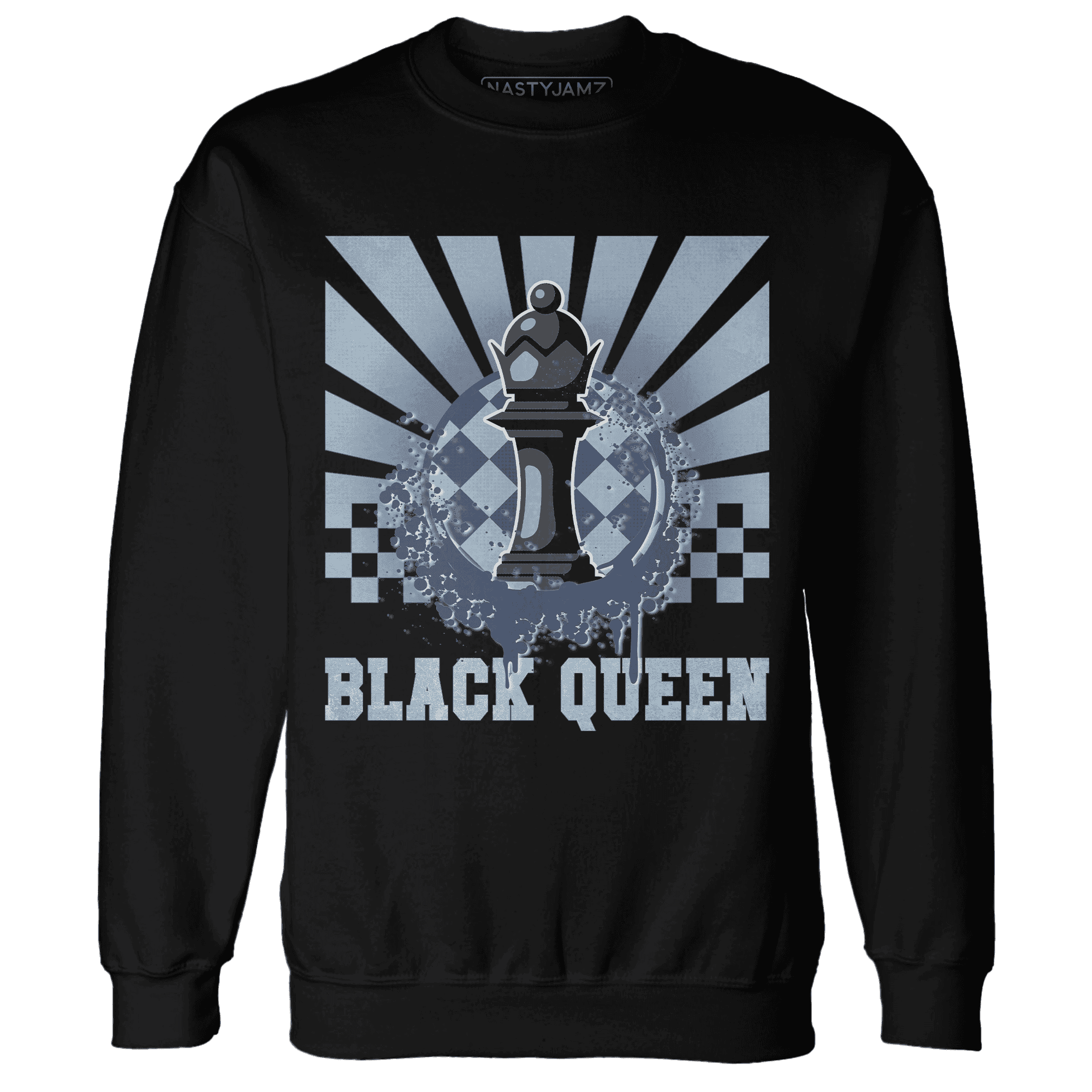 Mid Diffused Blue Grey 1s Sweatshirt Match Black Queen Collection - NastyJamz