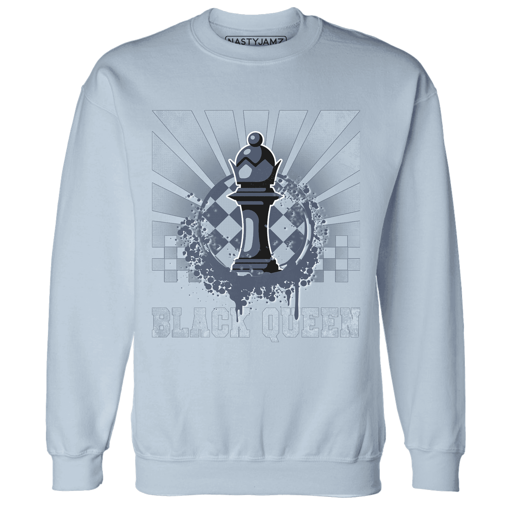 Mid Diffused Blue Grey 1s Sweatshirt Match Black Queen Collection - NastyJamz