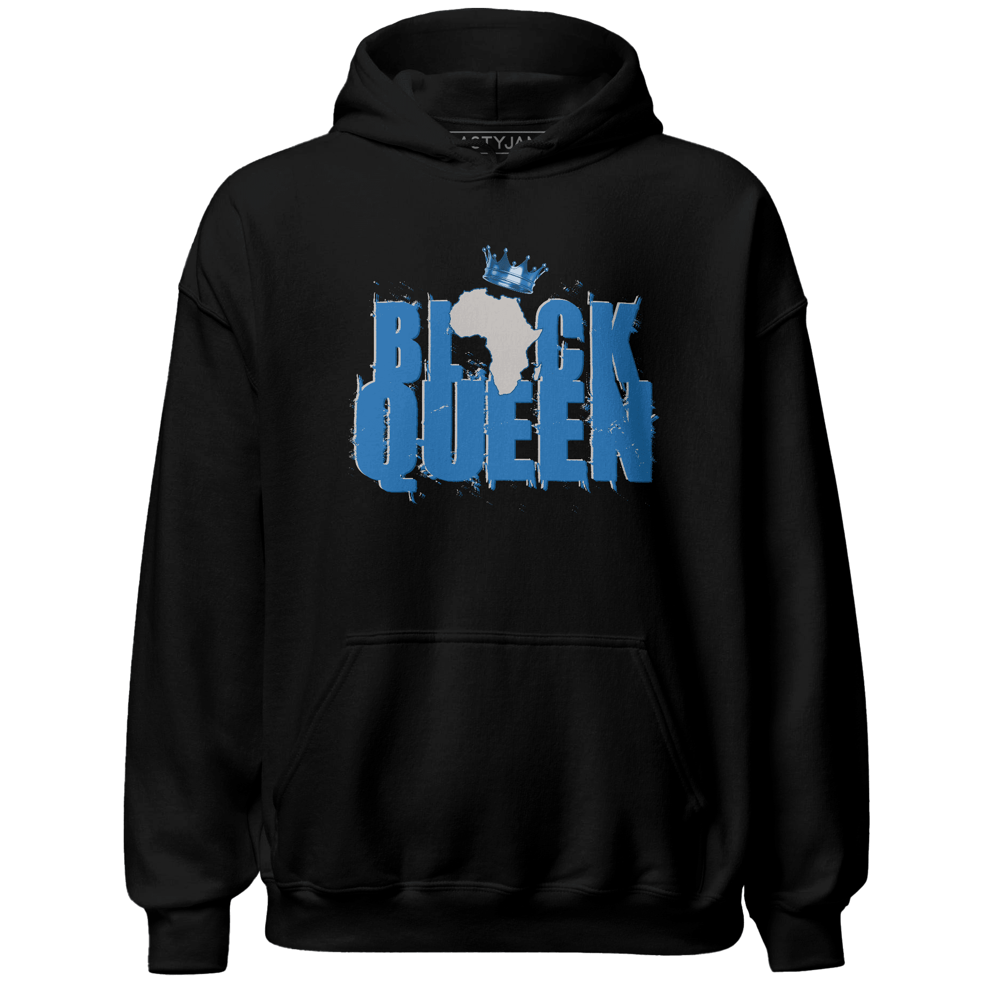 Industrial Blue 4s Hoodie Match Black Queen Crown - NastyJamz
