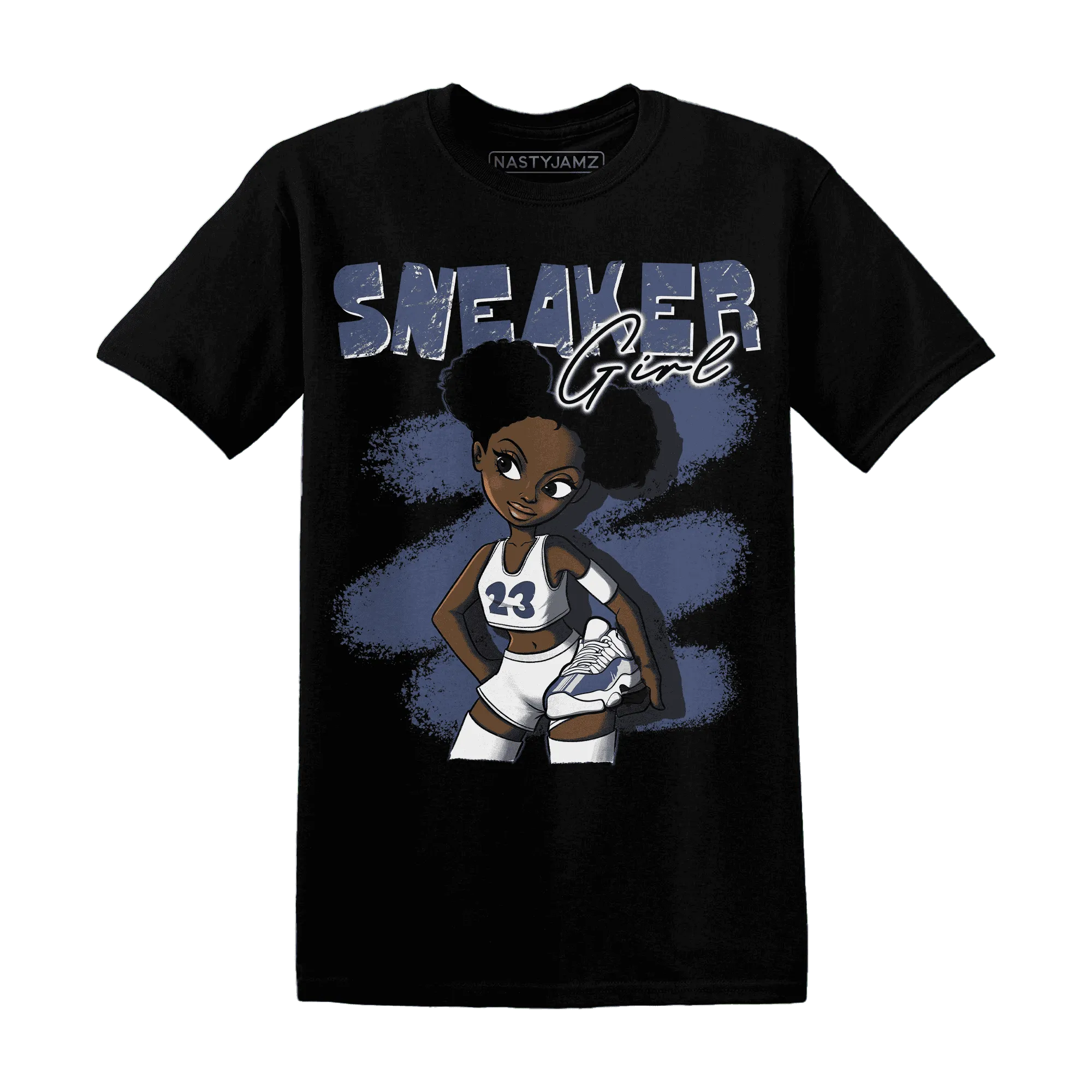 Low-Diffused-Blue-11s-T-Shirt-Match-Black-Sneaker-Girl