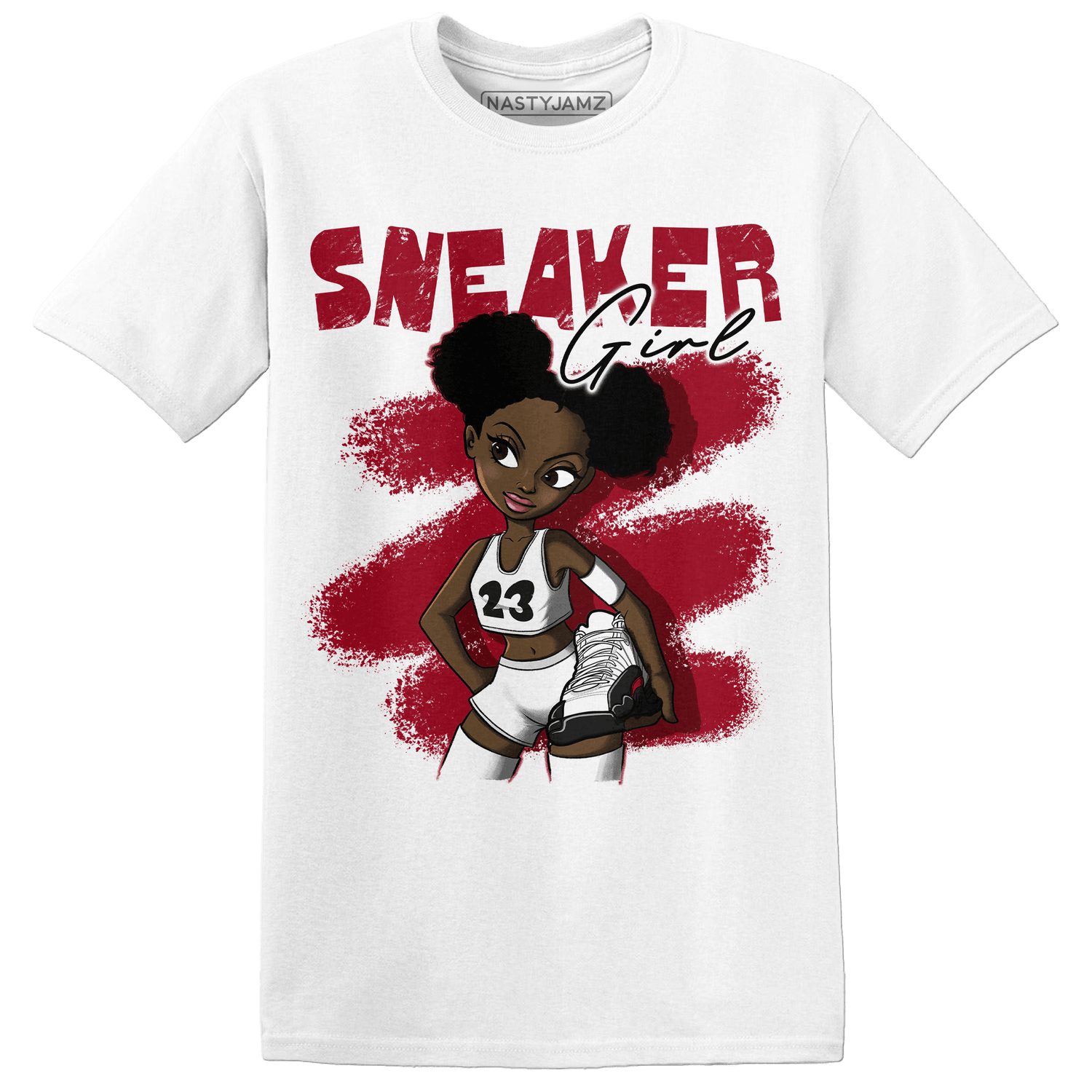 Retro Red Taxi 12s T Shirt Match Black Sneaker Girl - NastyJamz