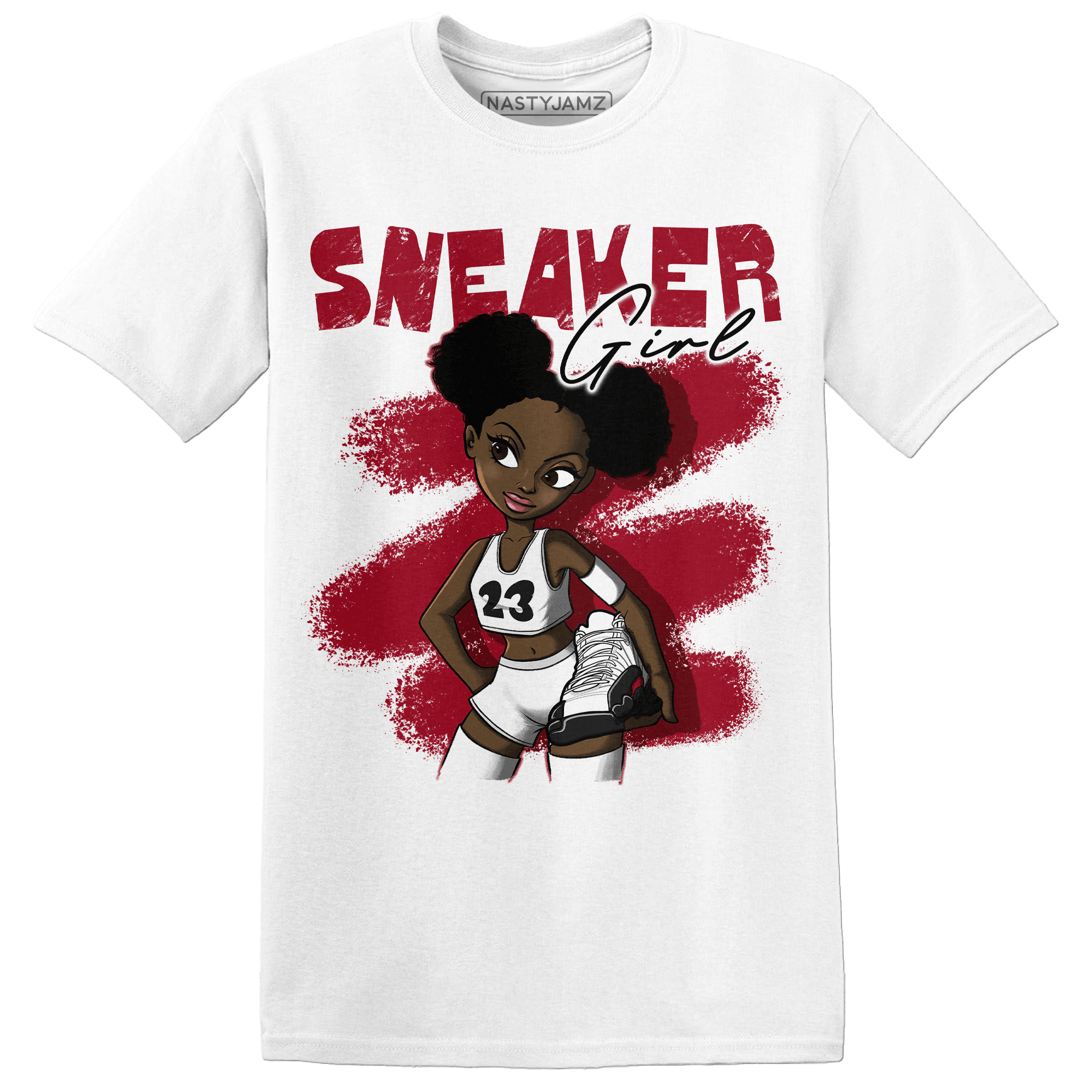 Retro Red Taxi 12s T Shirt Match Black Sneaker Girl - NastyJamz