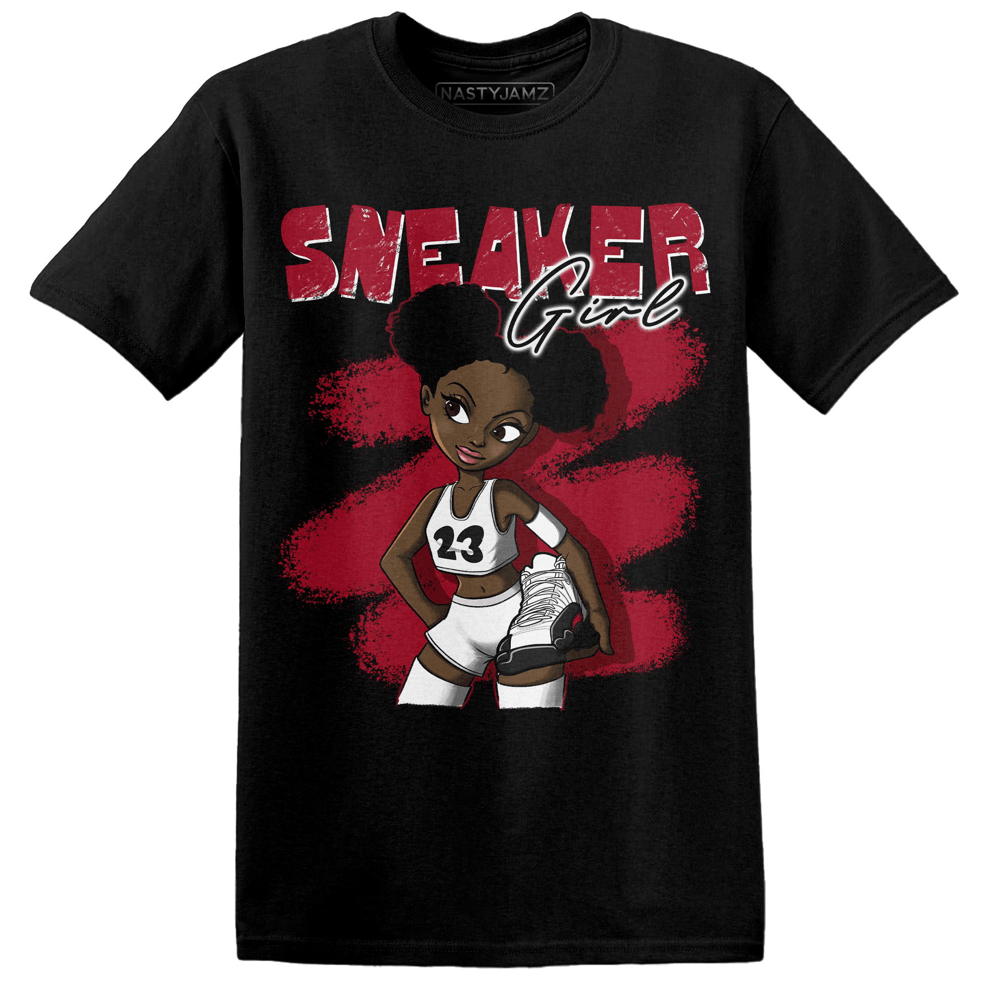 Retro Red Taxi 12s T Shirt Match Black Sneaker Girl - NastyJamz