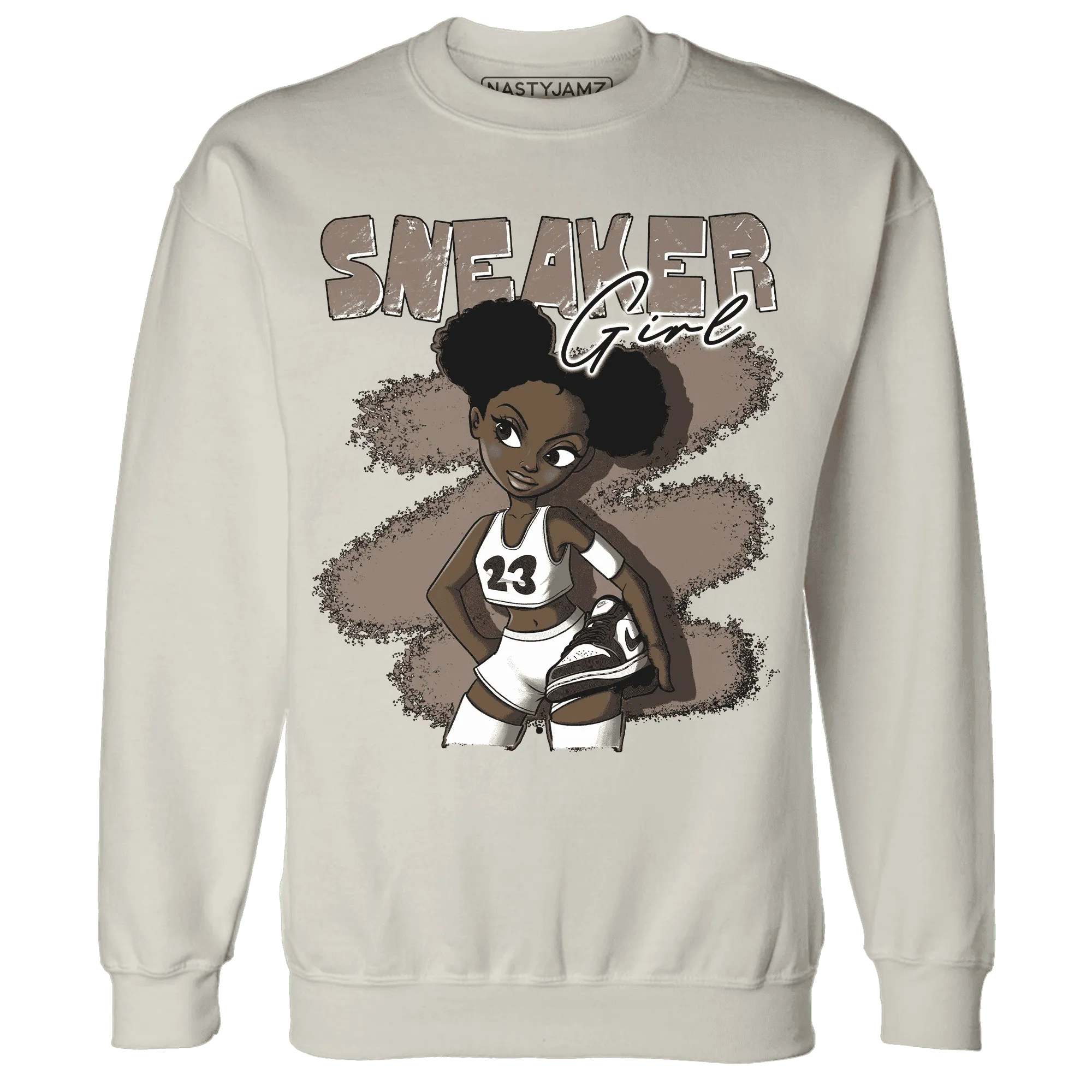 NastyJamz-Low-Mocha-1s-Sweatshirt-Match-Black-Sneaker-Girl